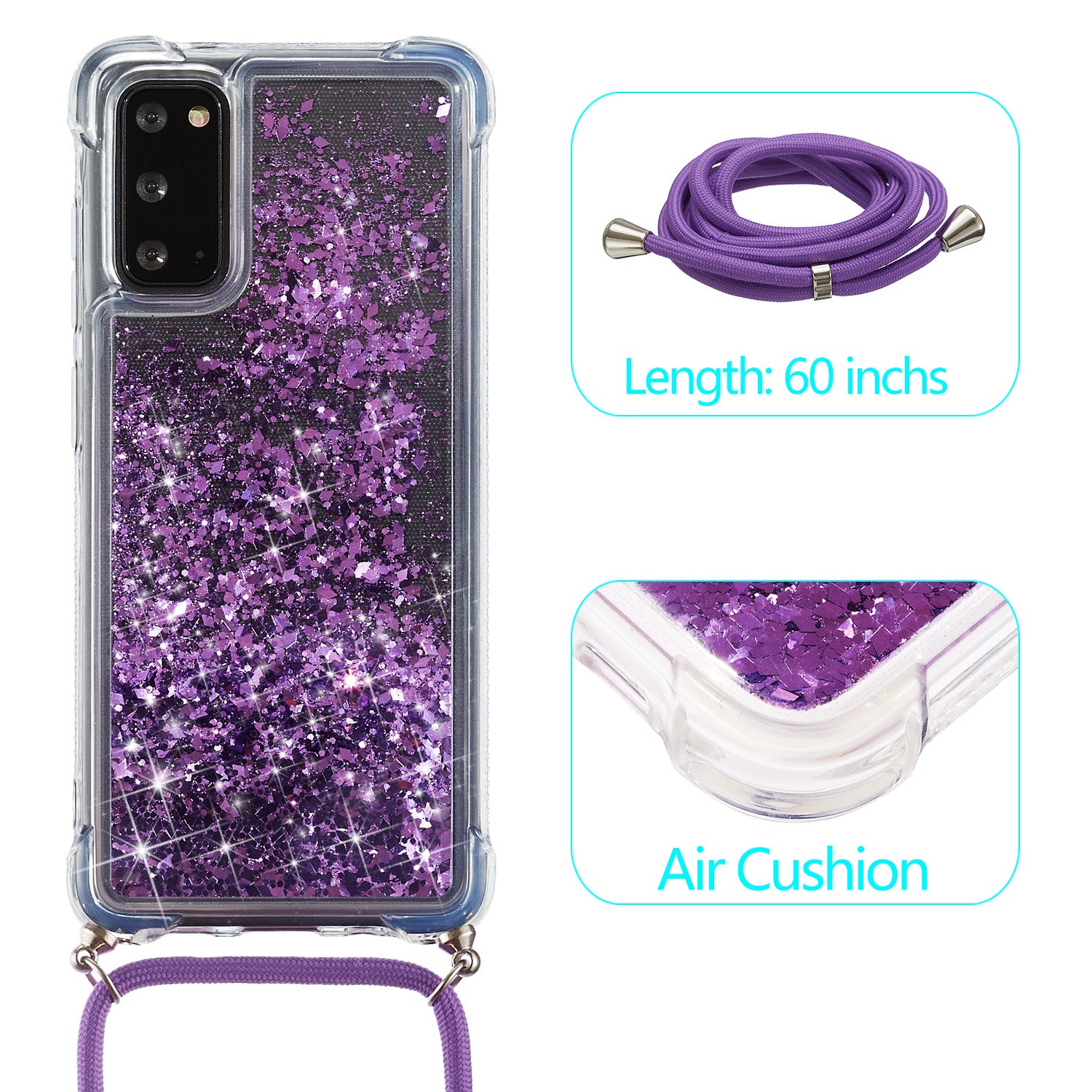 Glitter Powder Quicksand TPU Back Case for Samsung Galaxy S20 4G/S20 5G - Purple