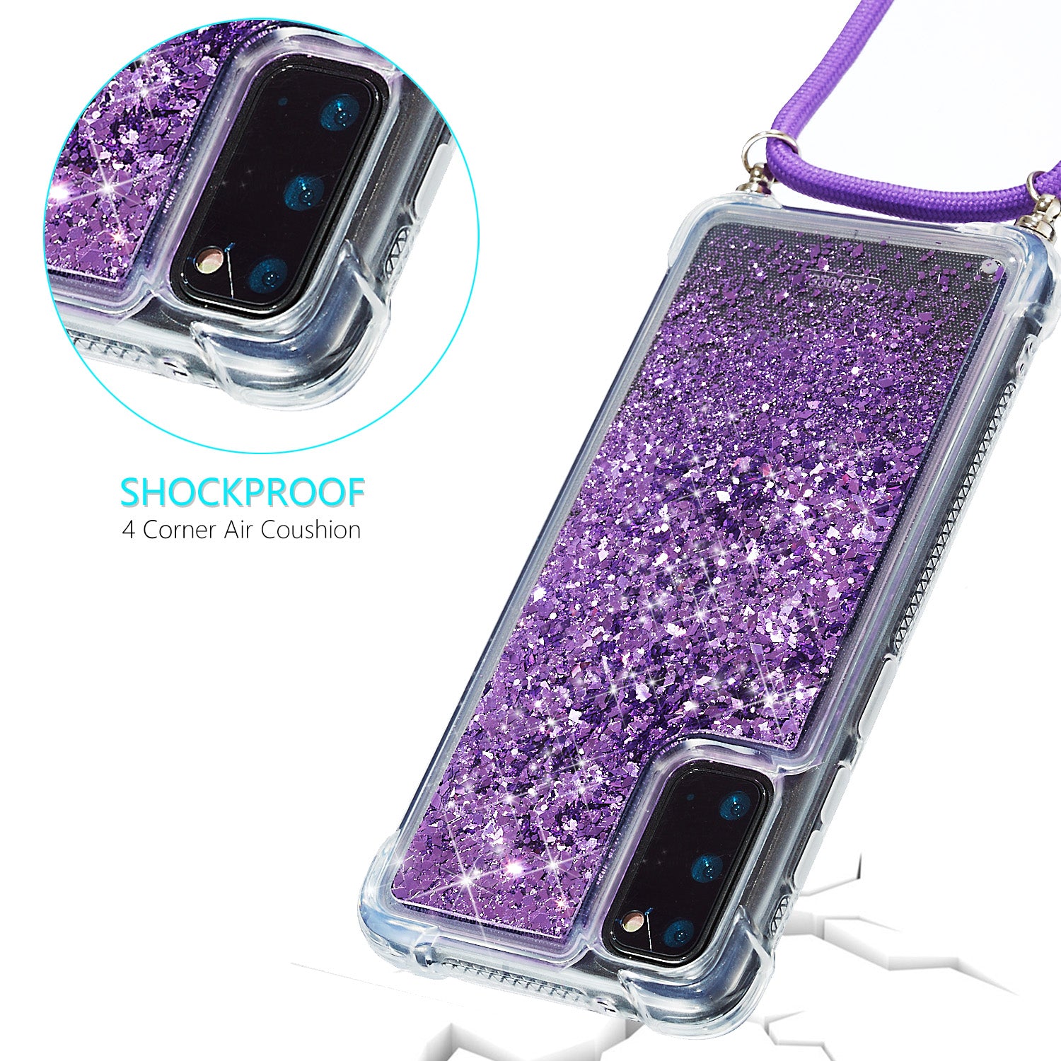 Glitter Powder Quicksand TPU Back Case for Samsung Galaxy S20 4G/S20 5G - Purple