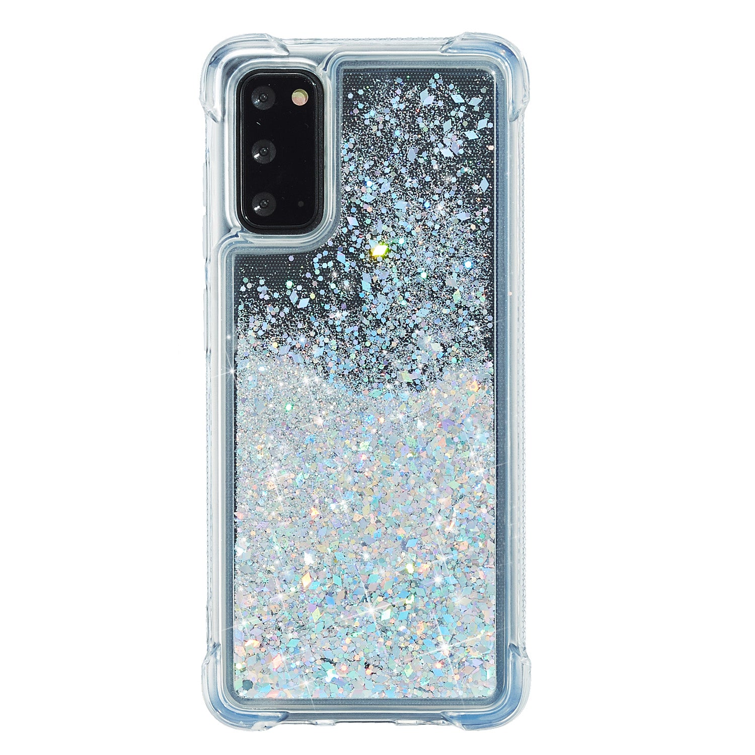 Glitter Powder Quicksand Inside TPU Shell for Samsung Galaxy S20 4G/S20 5G - Silver