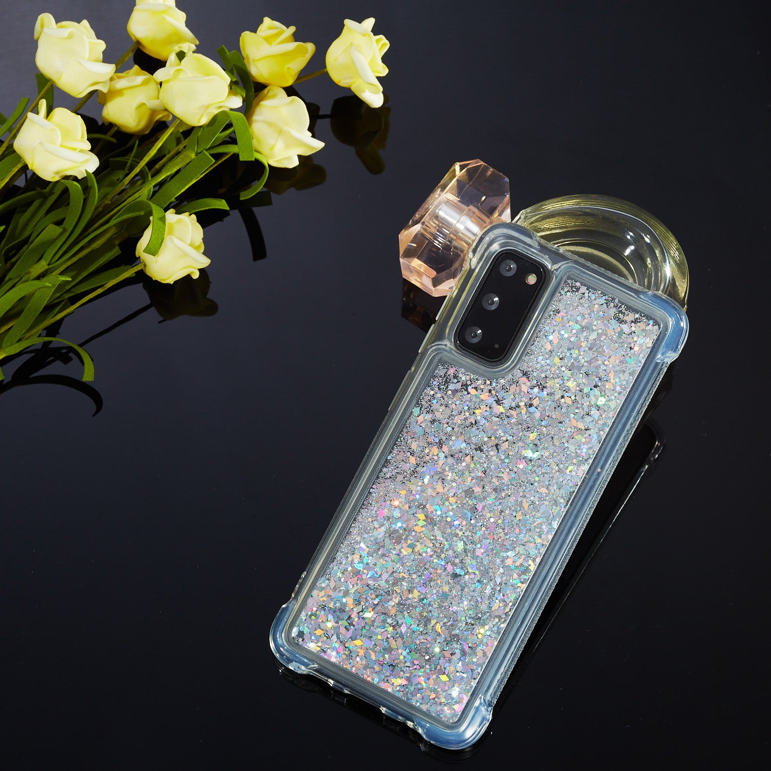 Glitter Powder Quicksand Inside TPU Shell for Samsung Galaxy S20 4G/S20 5G - Silver