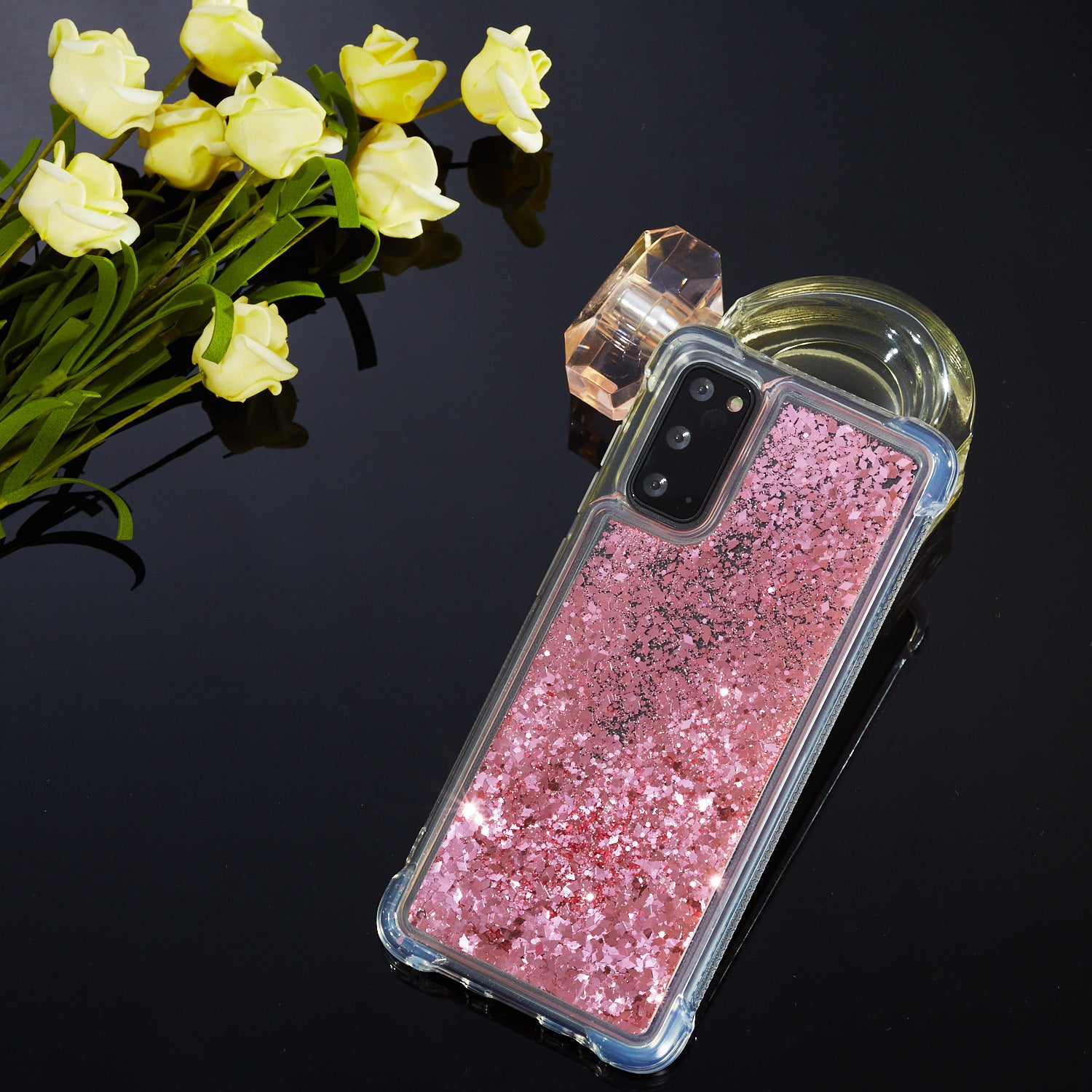 Glitter Powder Quicksand Inside TPU Shell for Samsung Galaxy S20 4G/S20 5G - Pink