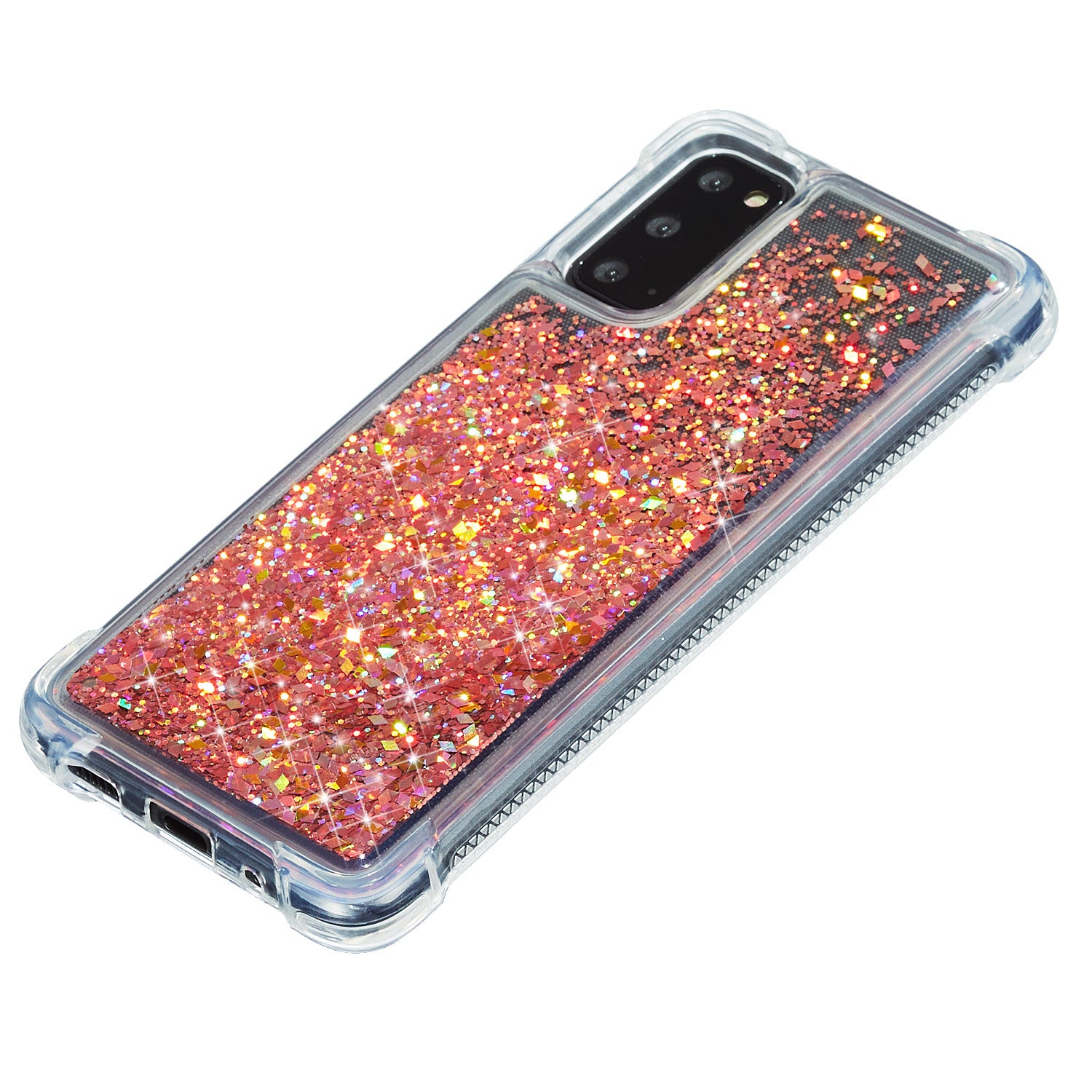 Glitter Powder Quicksand Inside TPU Shell for Samsung Galaxy S20 4G/S20 5G - Red