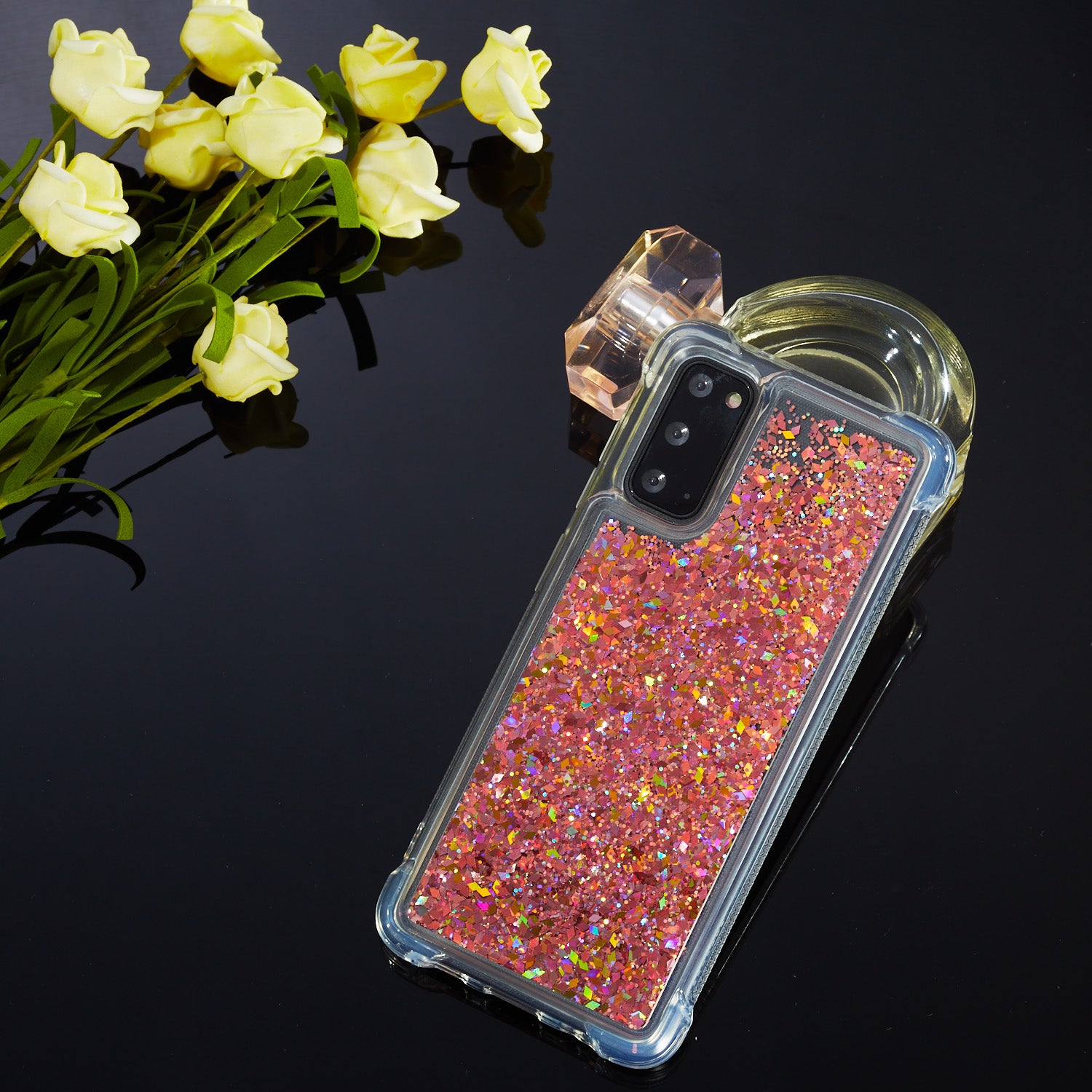 Glitter Powder Quicksand Inside TPU Shell for Samsung Galaxy S20 4G/S20 5G - Red