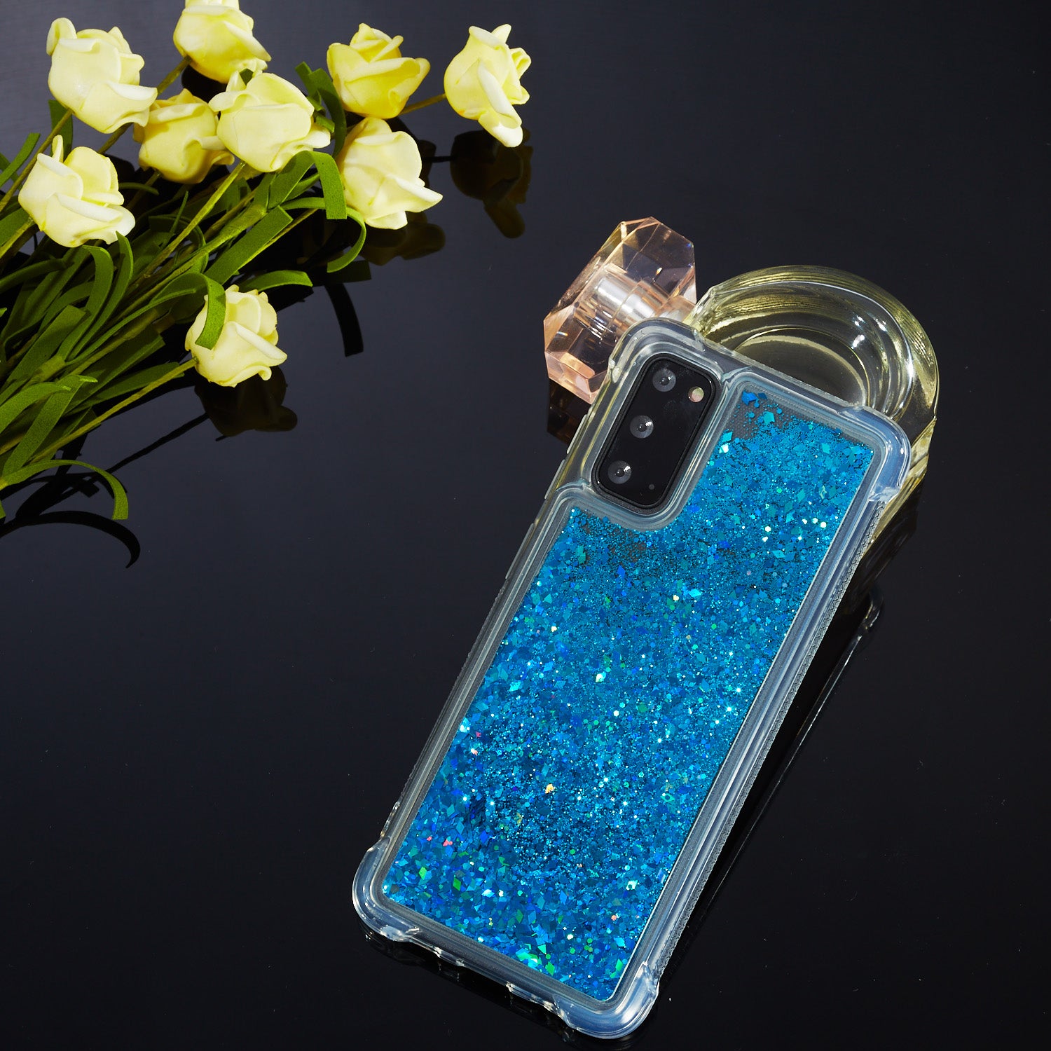 Glitter Powder Quicksand Inside TPU Shell for Samsung Galaxy S20 4G/S20 5G - Blue