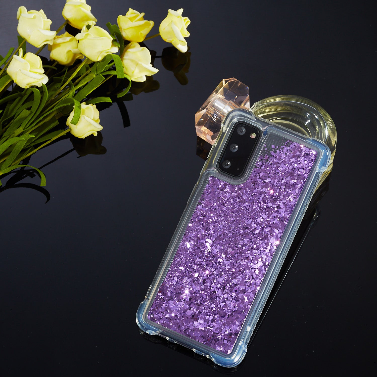 Glitter Powder Quicksand Inside TPU Shell for Samsung Galaxy S20 4G/S20 5G - Purple