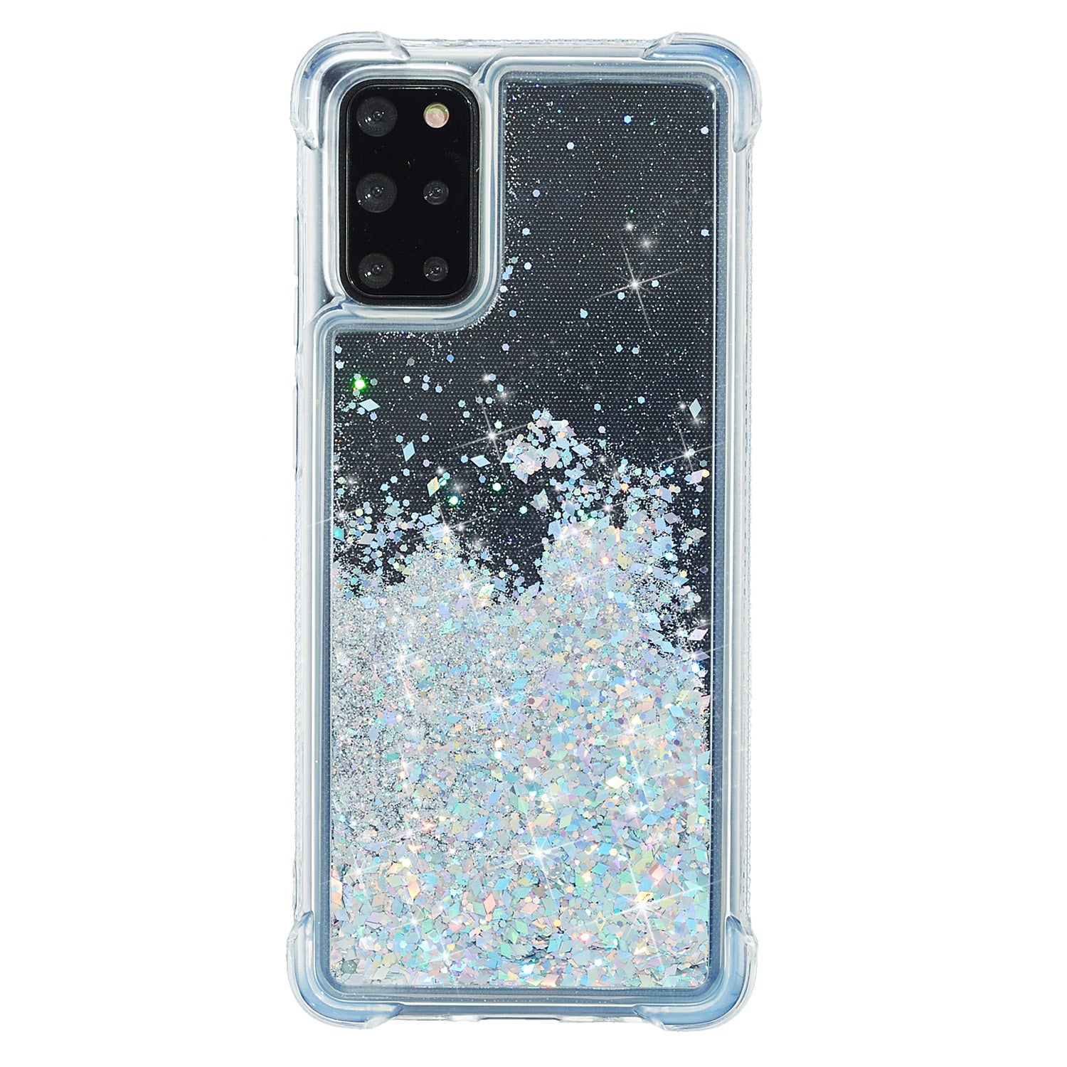 Glitter Powder Pure Color Quicksand TPU Shell for Samsung Galaxy S20 Plus - Silver