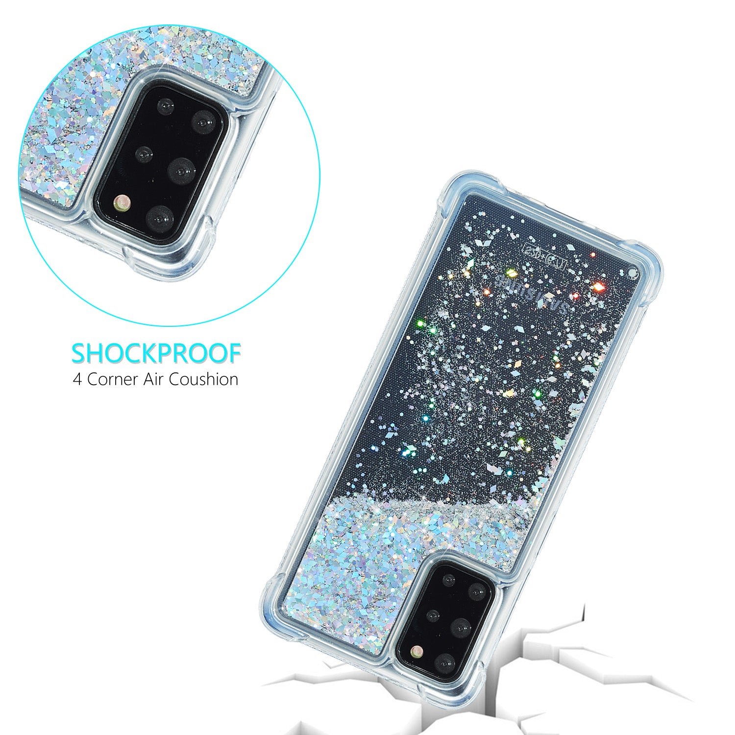 Glitter Powder Pure Color Quicksand TPU Shell for Samsung Galaxy S20 Plus - Silver