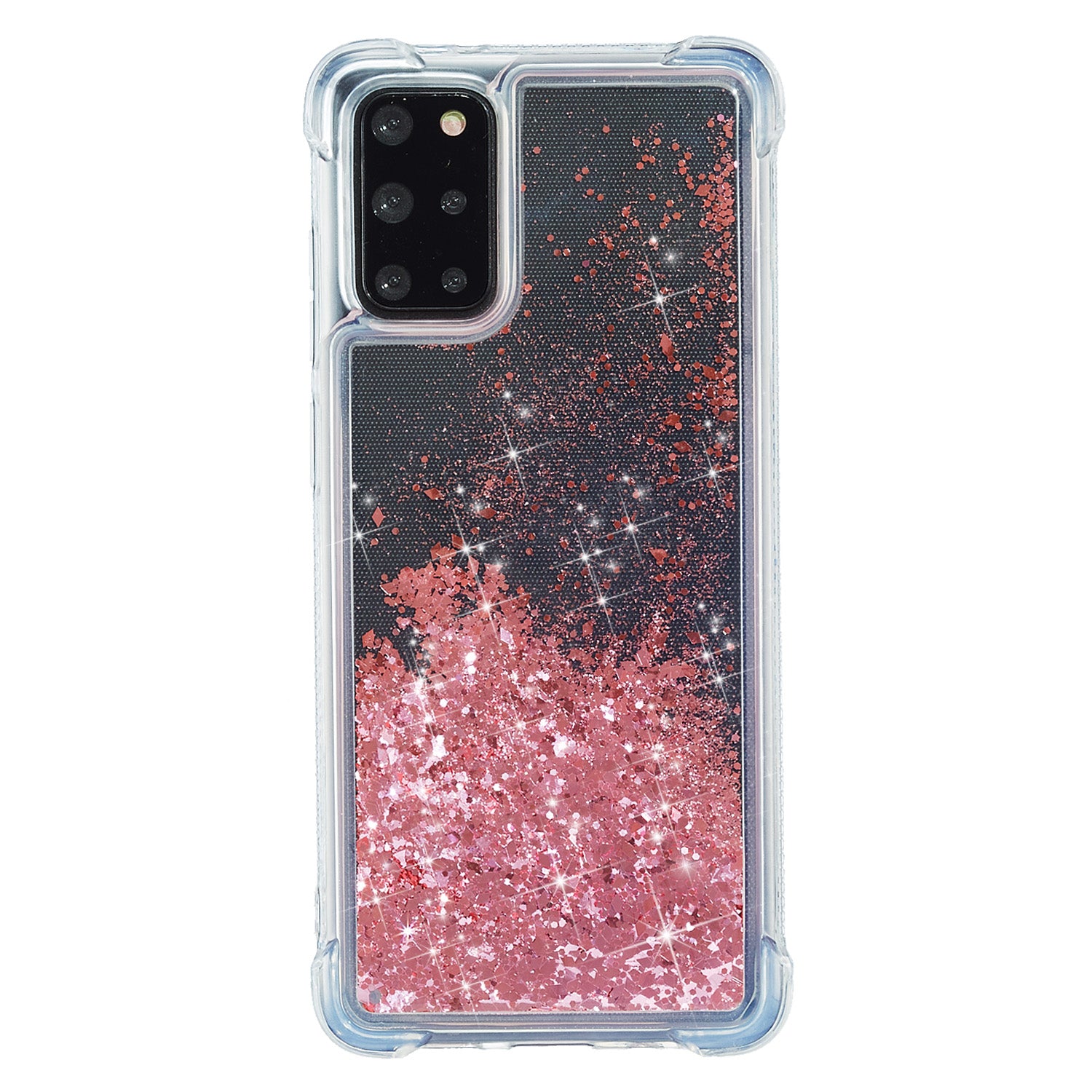 Glitter Powder Pure Color Quicksand TPU Shell for Samsung Galaxy S20 Plus - Pink