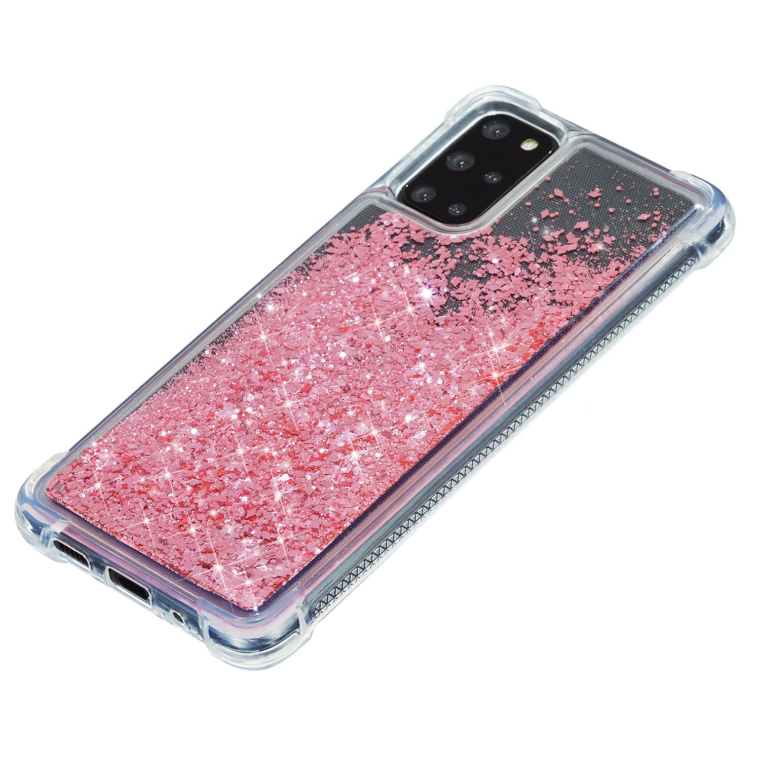 Glitter Powder Pure Color Quicksand TPU Shell for Samsung Galaxy S20 Plus - Pink