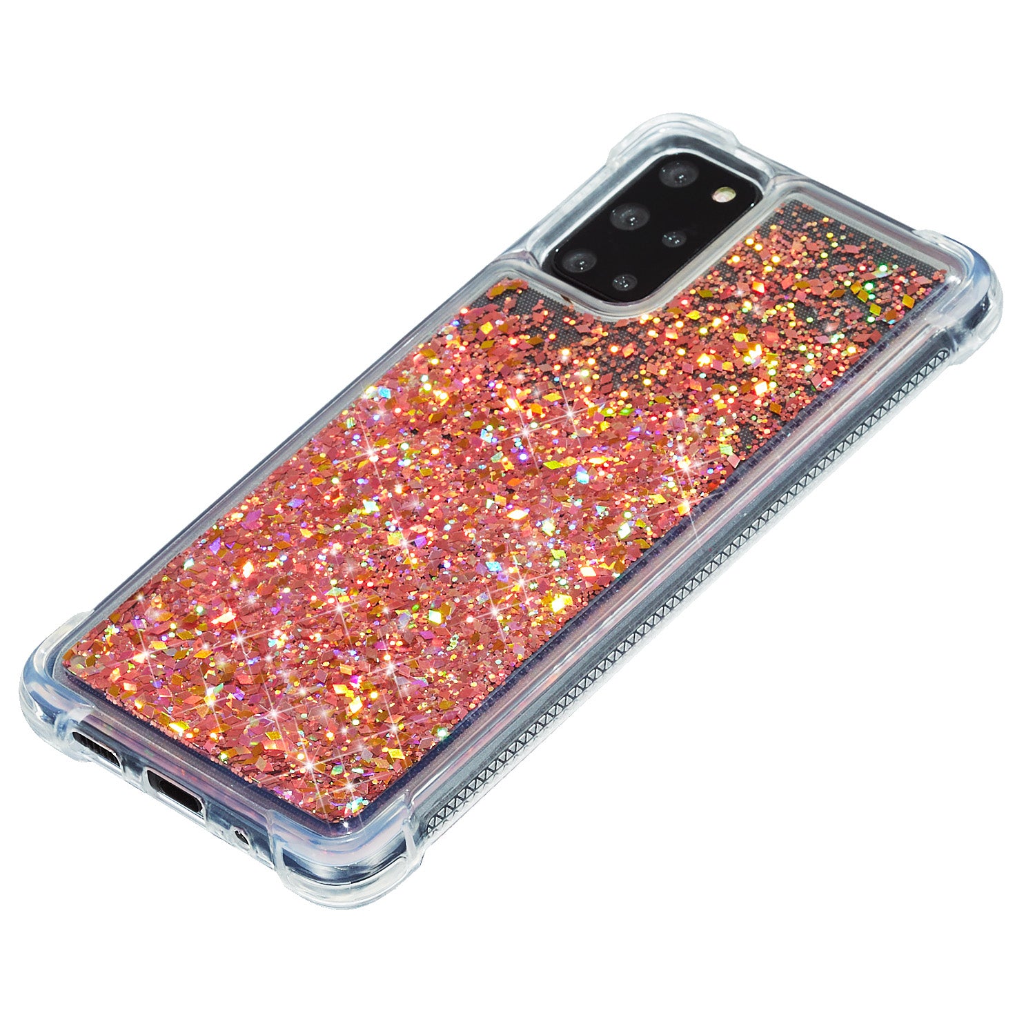 Glitter Powder Pure Color Quicksand TPU Shell for Samsung Galaxy S20 Plus - Red