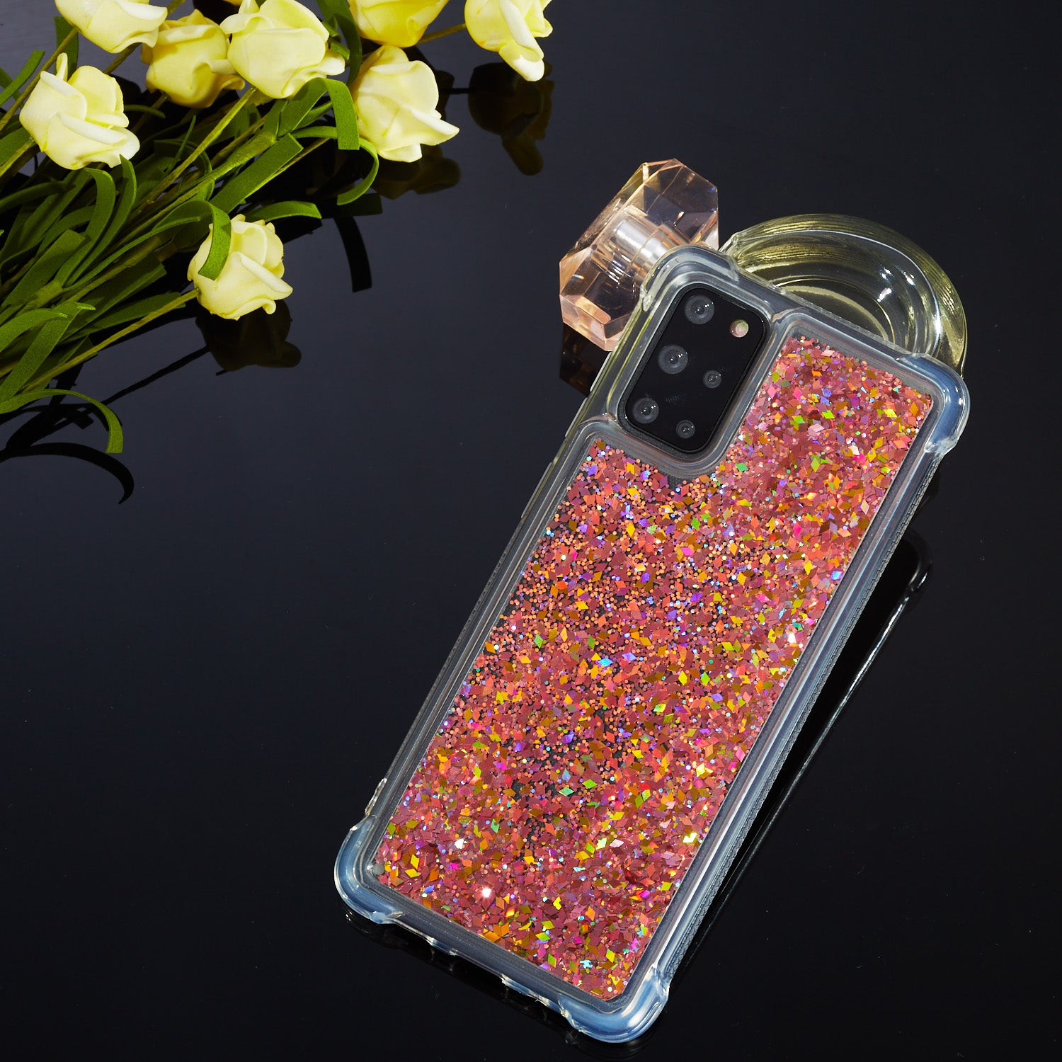 Glitter Powder Pure Color Quicksand TPU Shell for Samsung Galaxy S20 Plus - Red