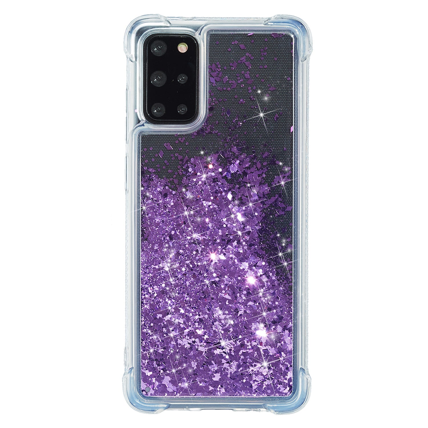 Glitter Powder Pure Color Quicksand TPU Shell for Samsung Galaxy S20 Plus - Purple