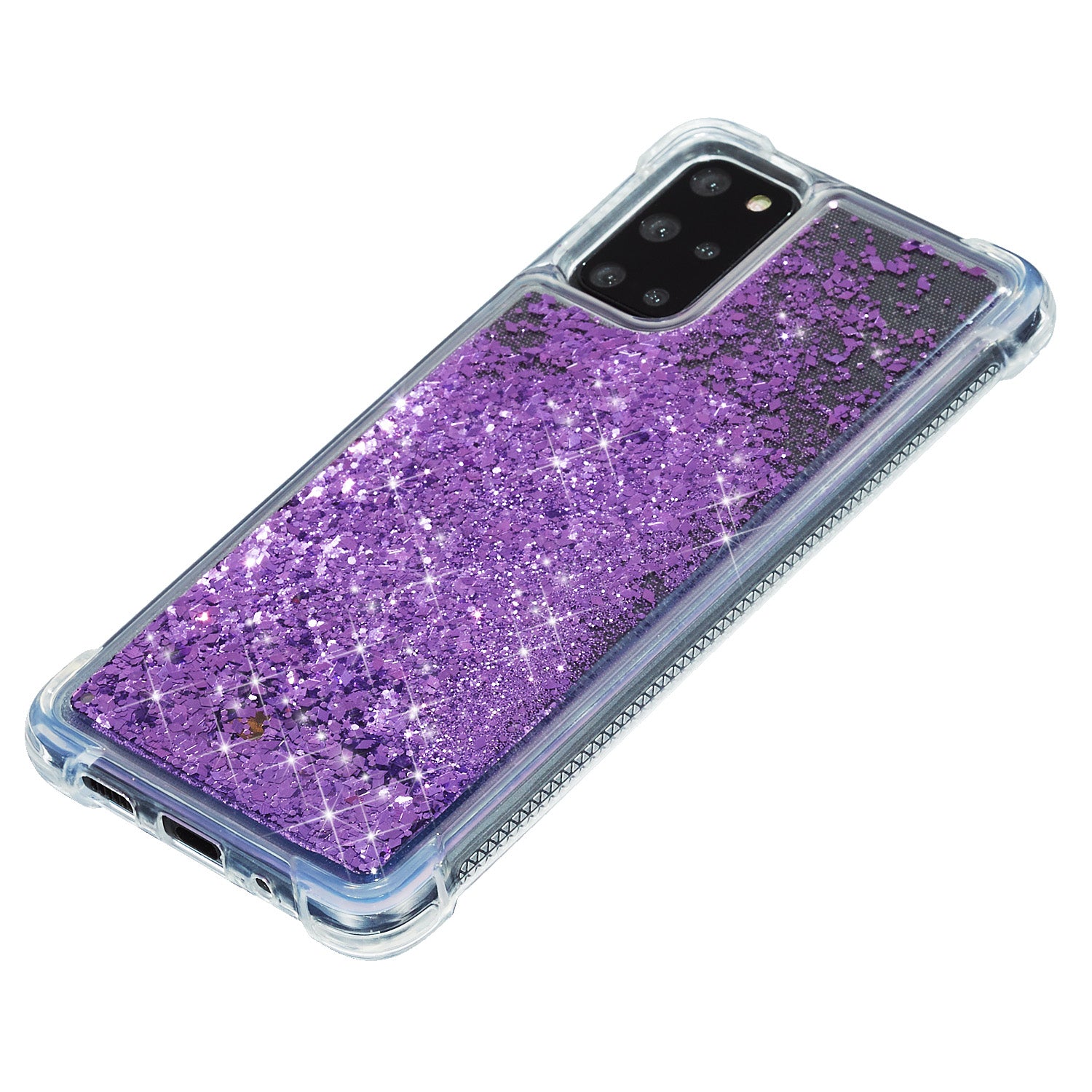 Glitter Powder Pure Color Quicksand TPU Shell for Samsung Galaxy S20 Plus - Purple