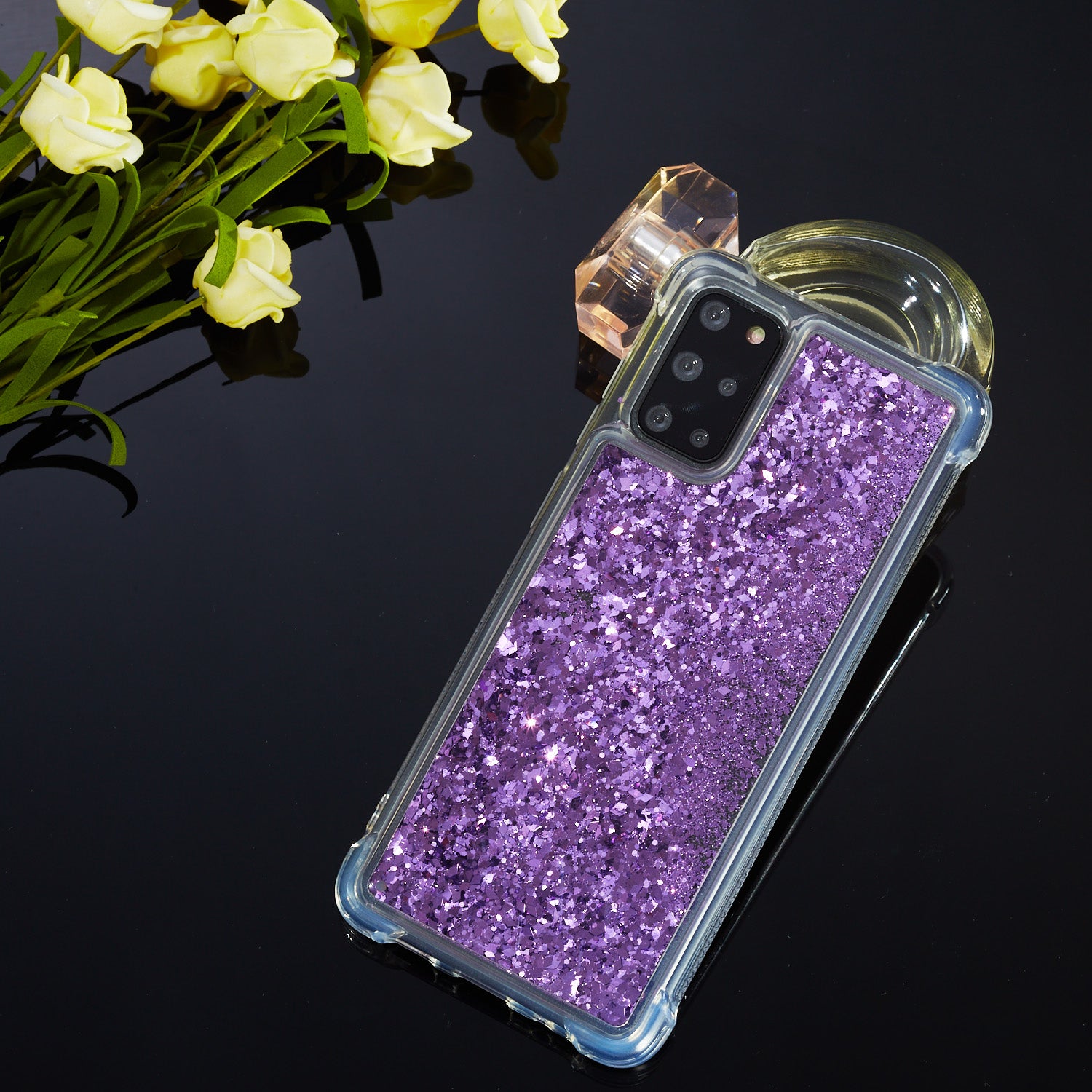 Glitter Powder Pure Color Quicksand TPU Shell for Samsung Galaxy S20 Plus - Purple