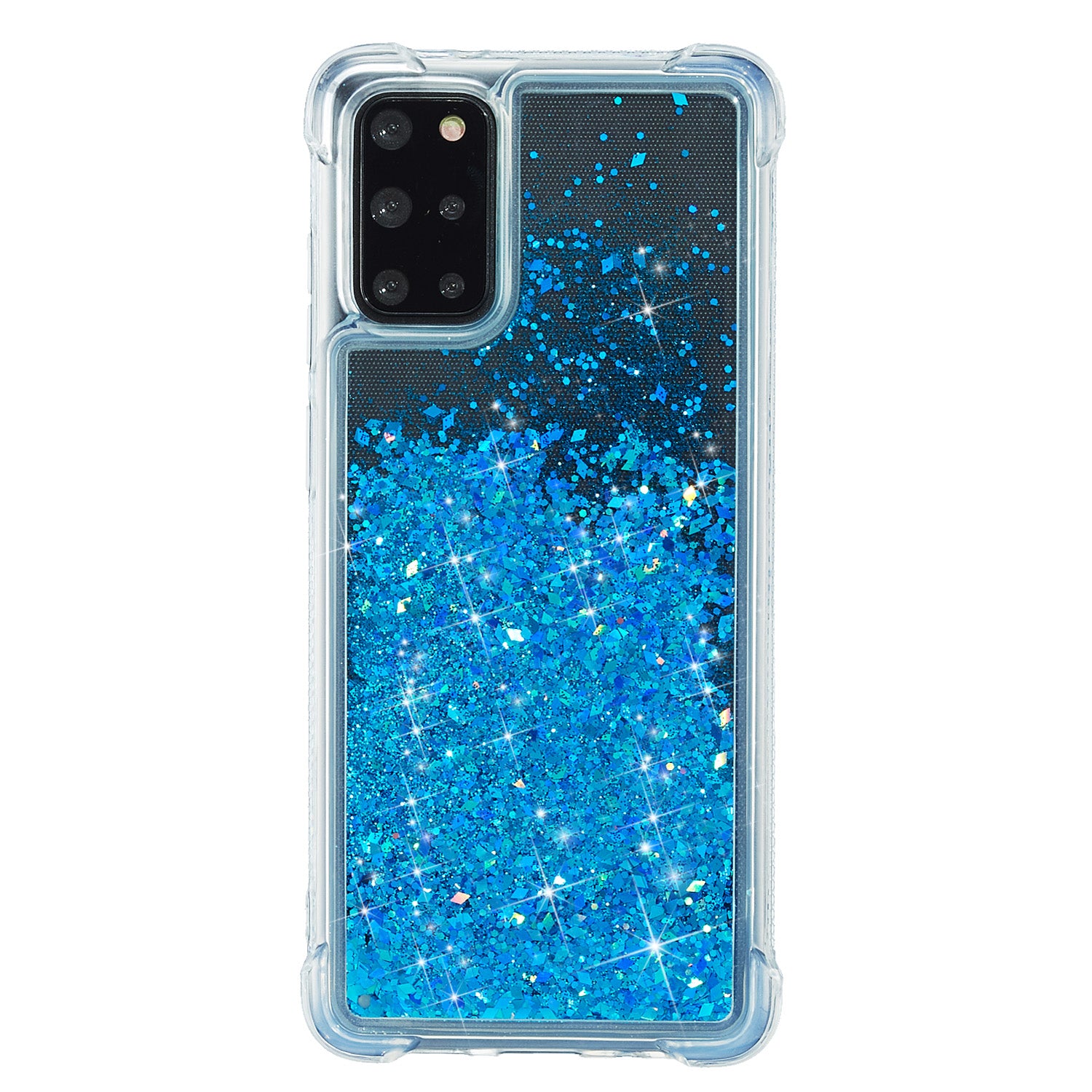 Glitter Powder Pure Color Quicksand TPU Shell for Samsung Galaxy S20 Plus - Blue