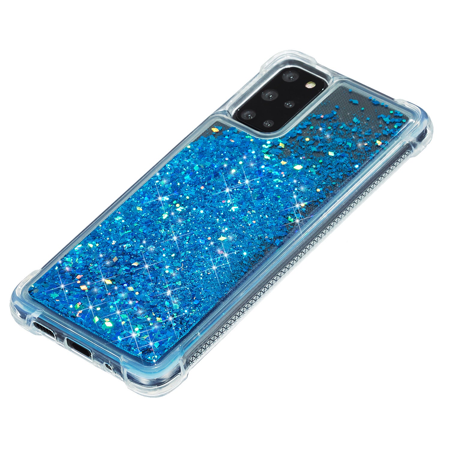 Glitter Powder Pure Color Quicksand TPU Shell for Samsung Galaxy S20 Plus - Blue