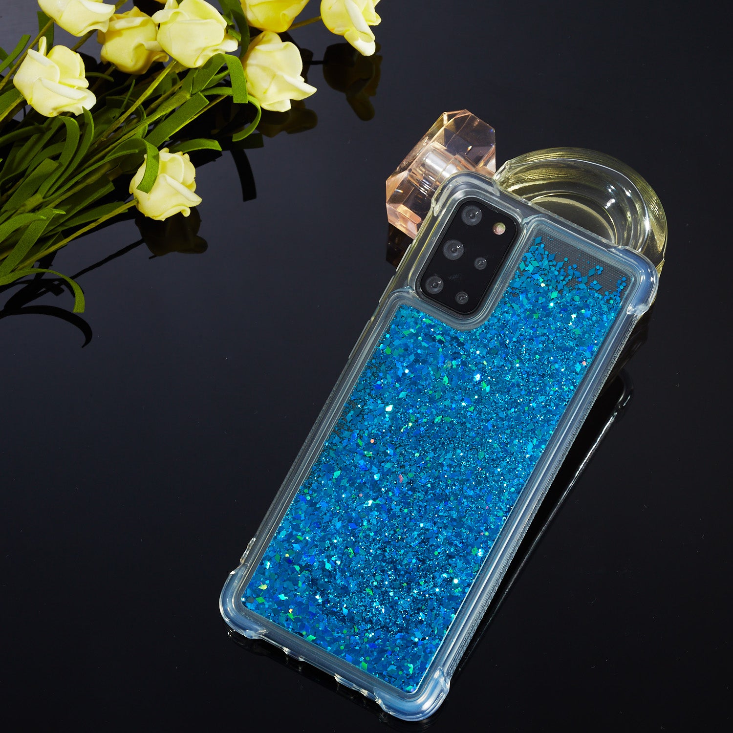 Glitter Powder Pure Color Quicksand TPU Shell for Samsung Galaxy S20 Plus - Blue