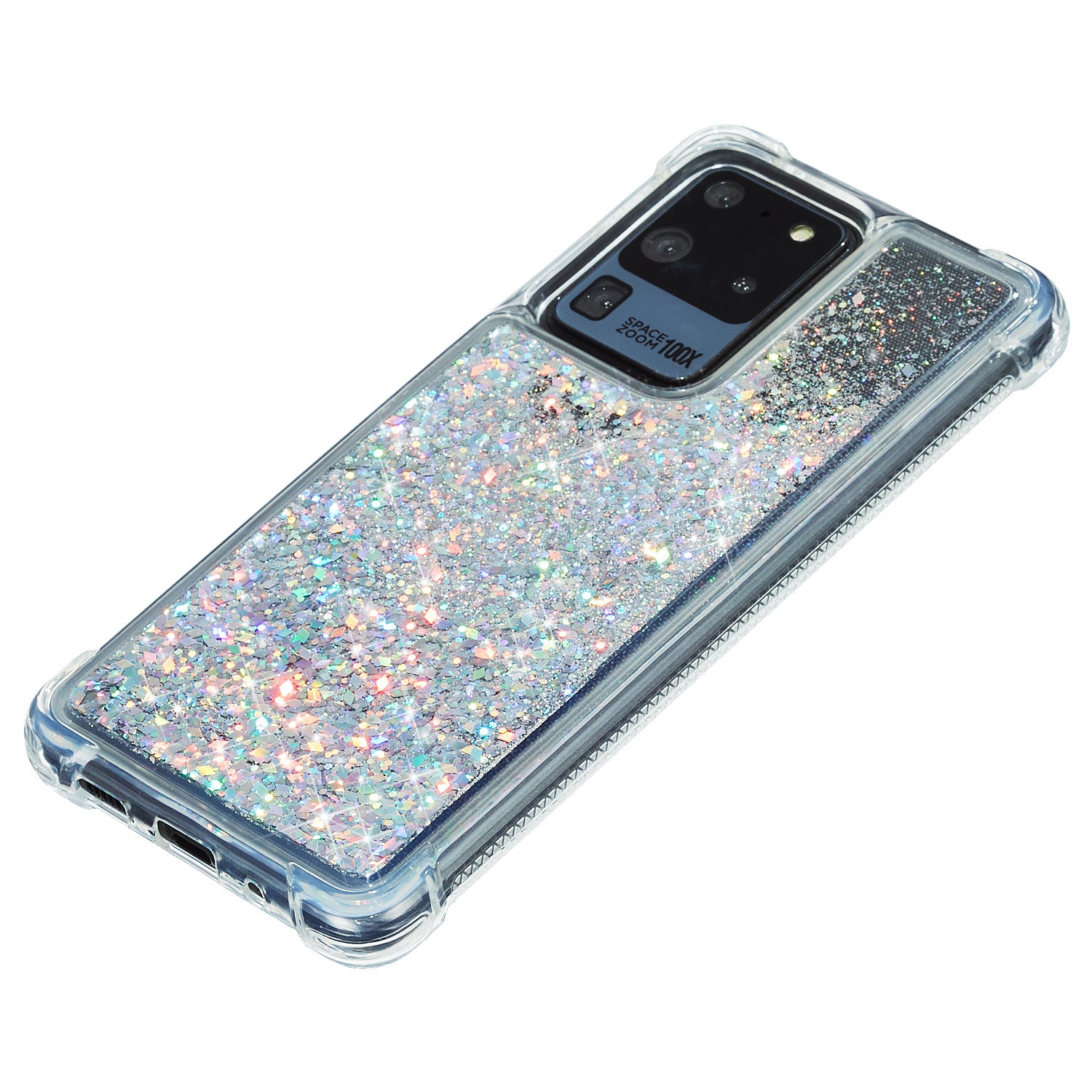 Glitter Powder Quicksand TPU Phone Cover for Samsung Galaxy S20 Ultra - Silver