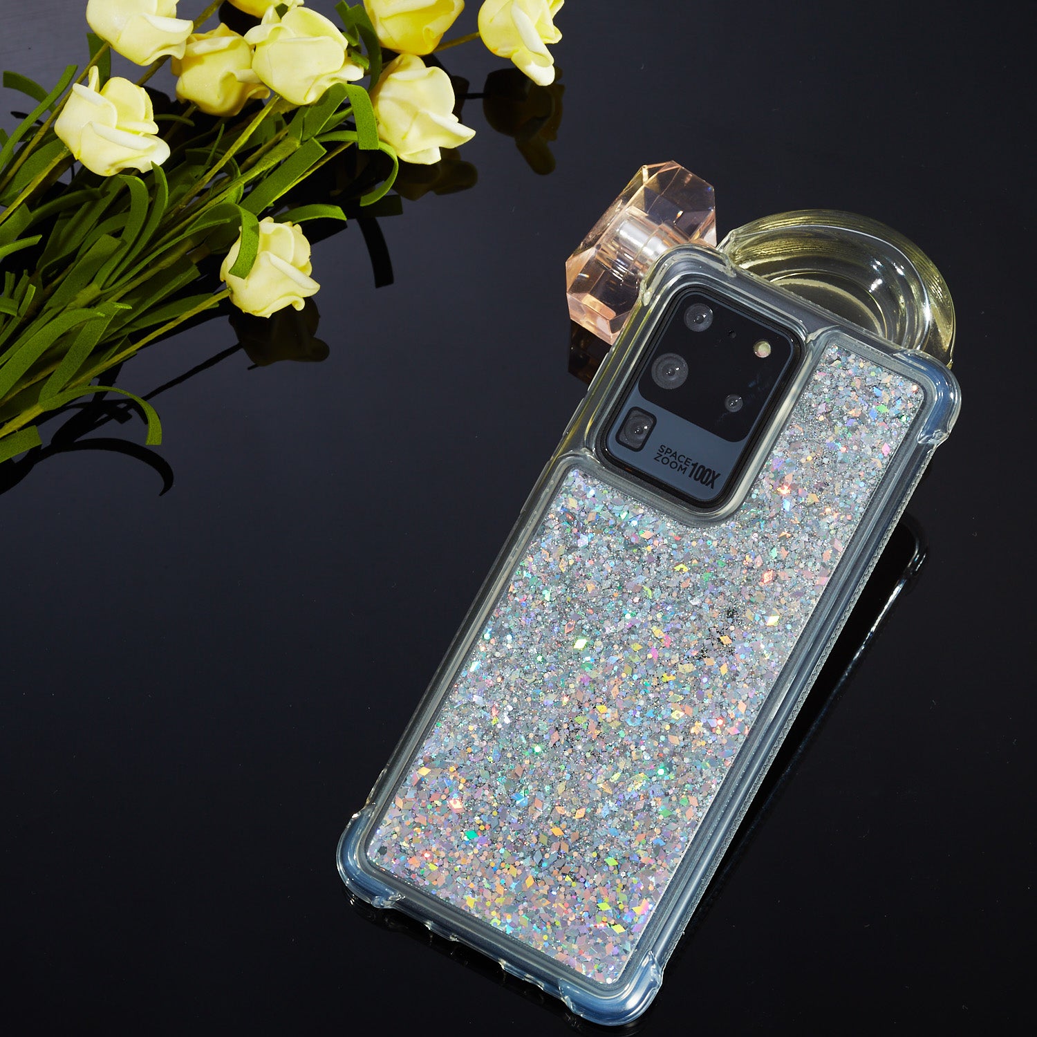 Glitter Powder Quicksand TPU Phone Cover for Samsung Galaxy S20 Ultra - Silver