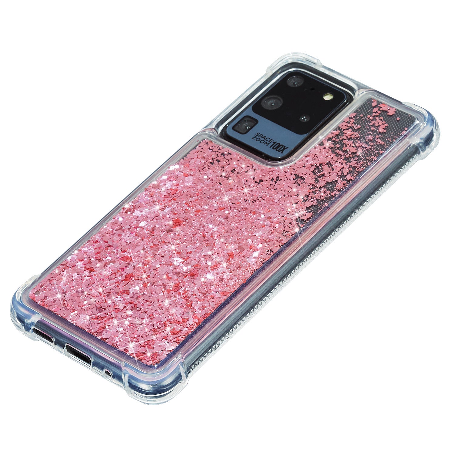 Glitter Powder Quicksand TPU Phone Cover for Samsung Galaxy S20 Ultra - Red