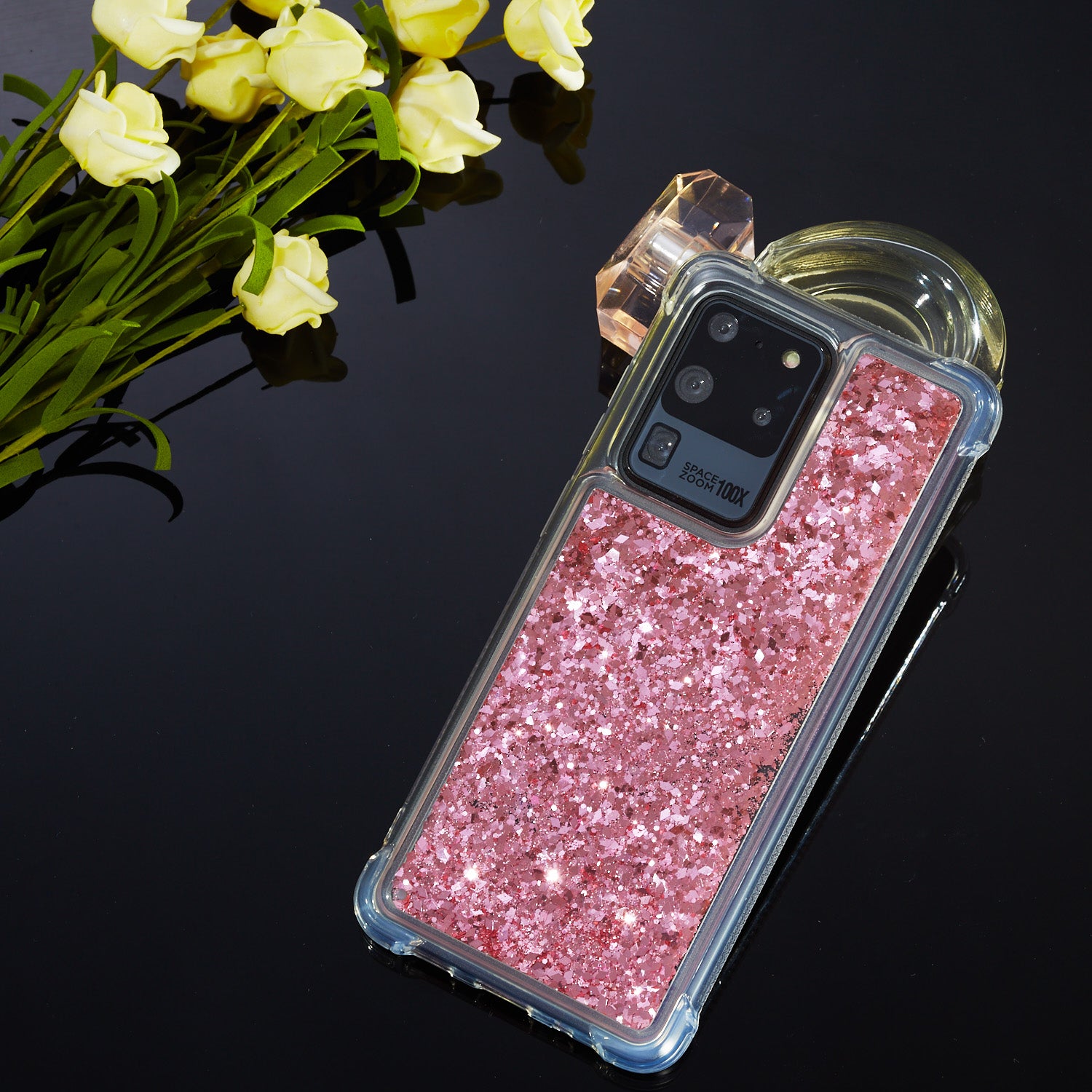 Glitter Powder Quicksand TPU Phone Cover for Samsung Galaxy S20 Ultra - Red