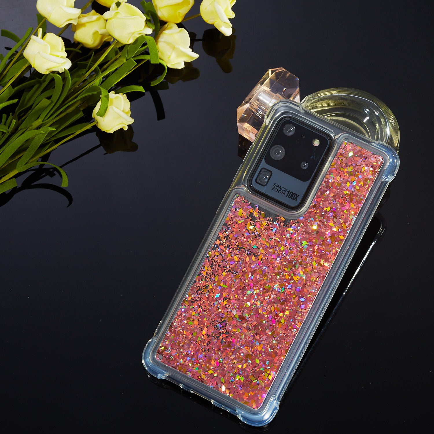 Glitter Powder Quicksand TPU Phone Cover for Samsung Galaxy S20 Ultra - Orange