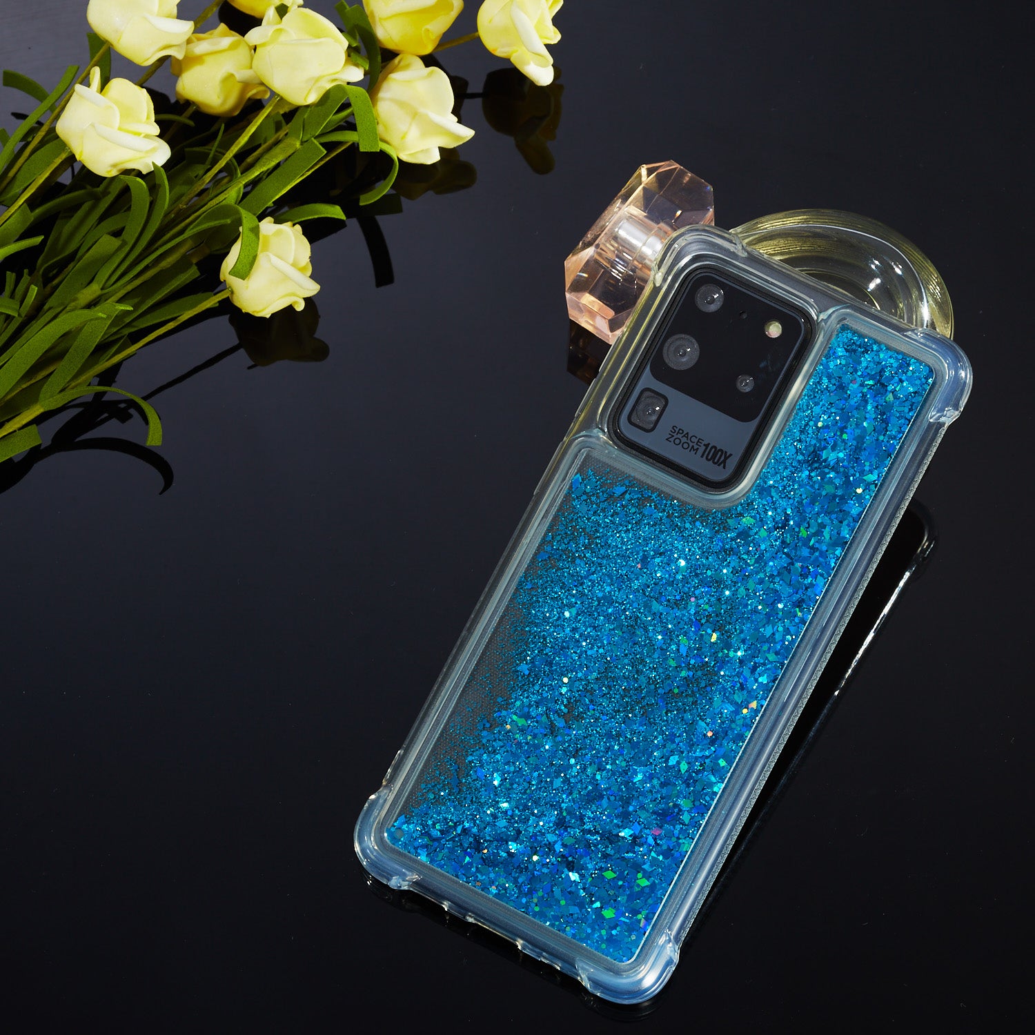 Glitter Powder Quicksand TPU Phone Cover for Samsung Galaxy S20 Ultra - Blue