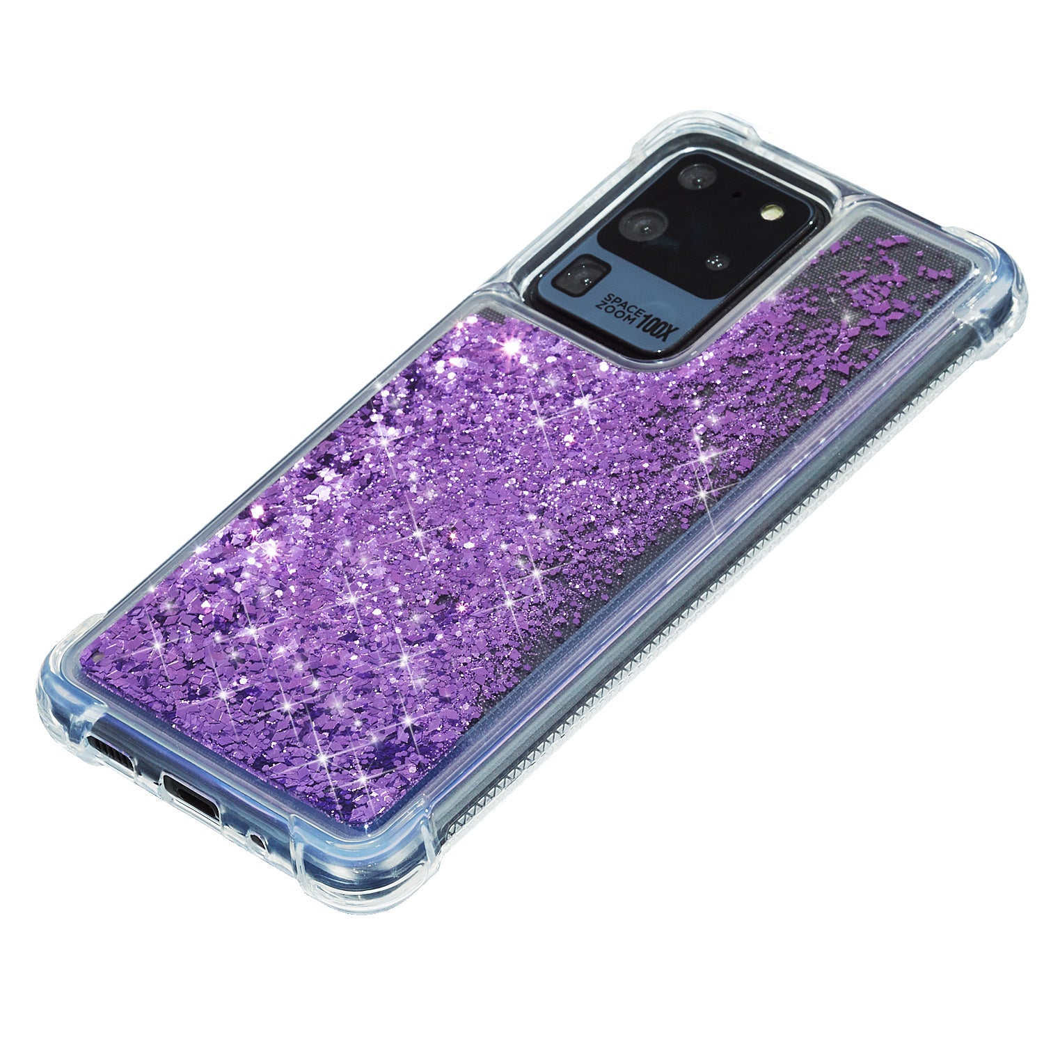 Glitter Powder Quicksand TPU Phone Cover for Samsung Galaxy S20 Ultra - Purple