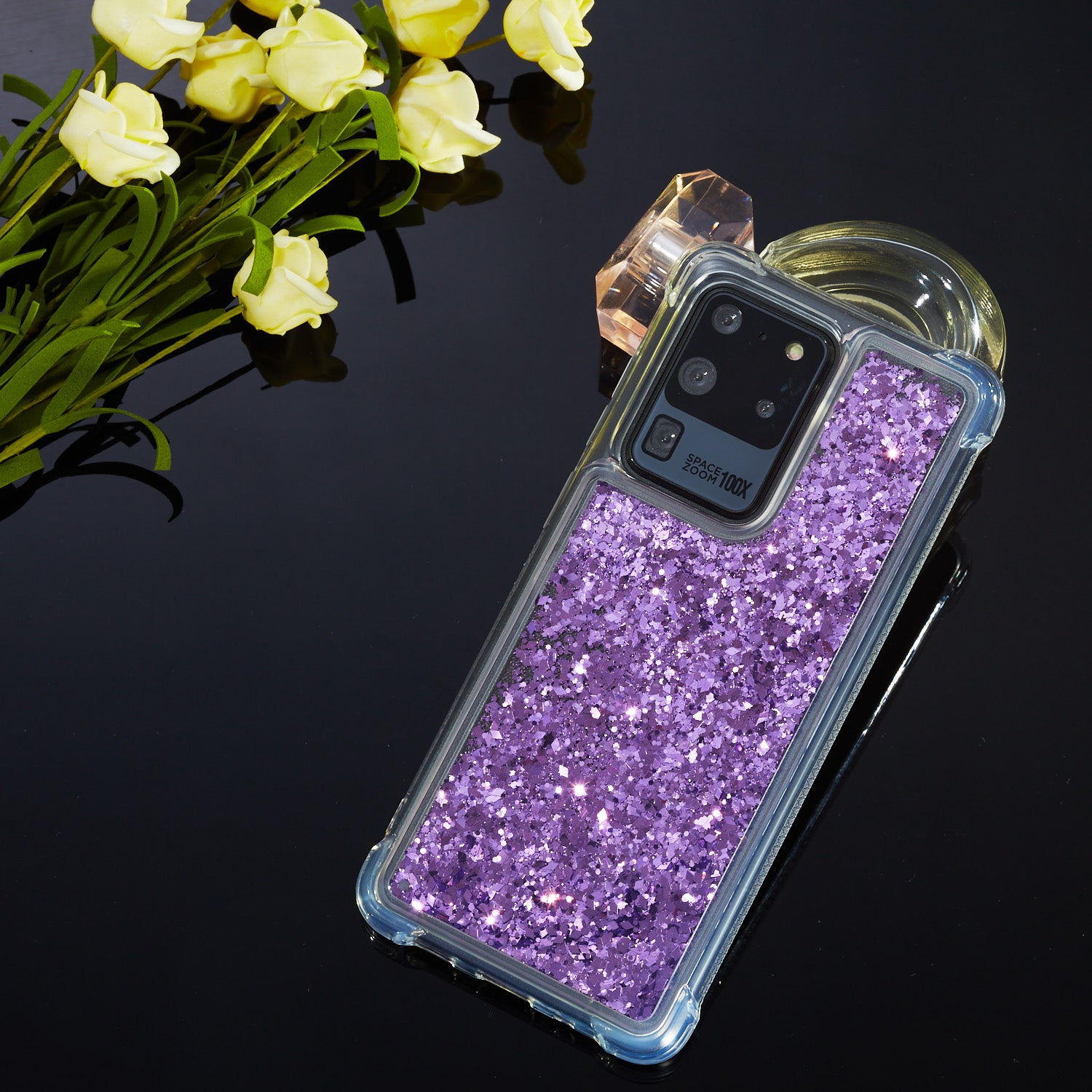 Glitter Powder Quicksand TPU Phone Cover for Samsung Galaxy S20 Ultra - Purple