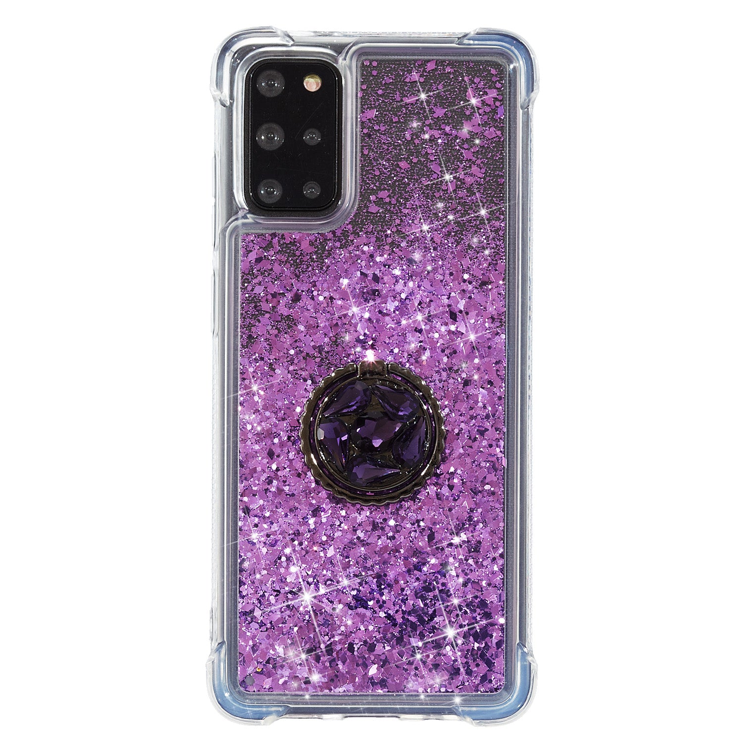 Glitter Powder Quicksand Rhinestone Decor Kickstand TPU Phone Cover for Samsung Galaxy S20 Plus / S20 Plus 5G - Purple