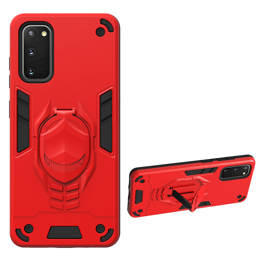 Armor Guard Detachable 2-in-1 Kickstand TPU+PC Hybrid Phone Cover for Samsung Galaxy S20 4G/S20 5G - Red