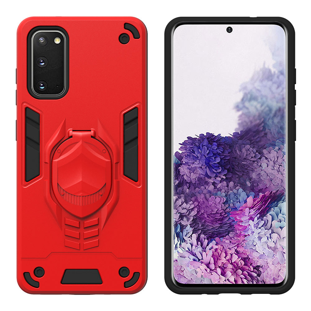 Armor Guard Detachable 2-in-1 Kickstand TPU+PC Hybrid Phone Cover for Samsung Galaxy S20 4G/S20 5G - Red