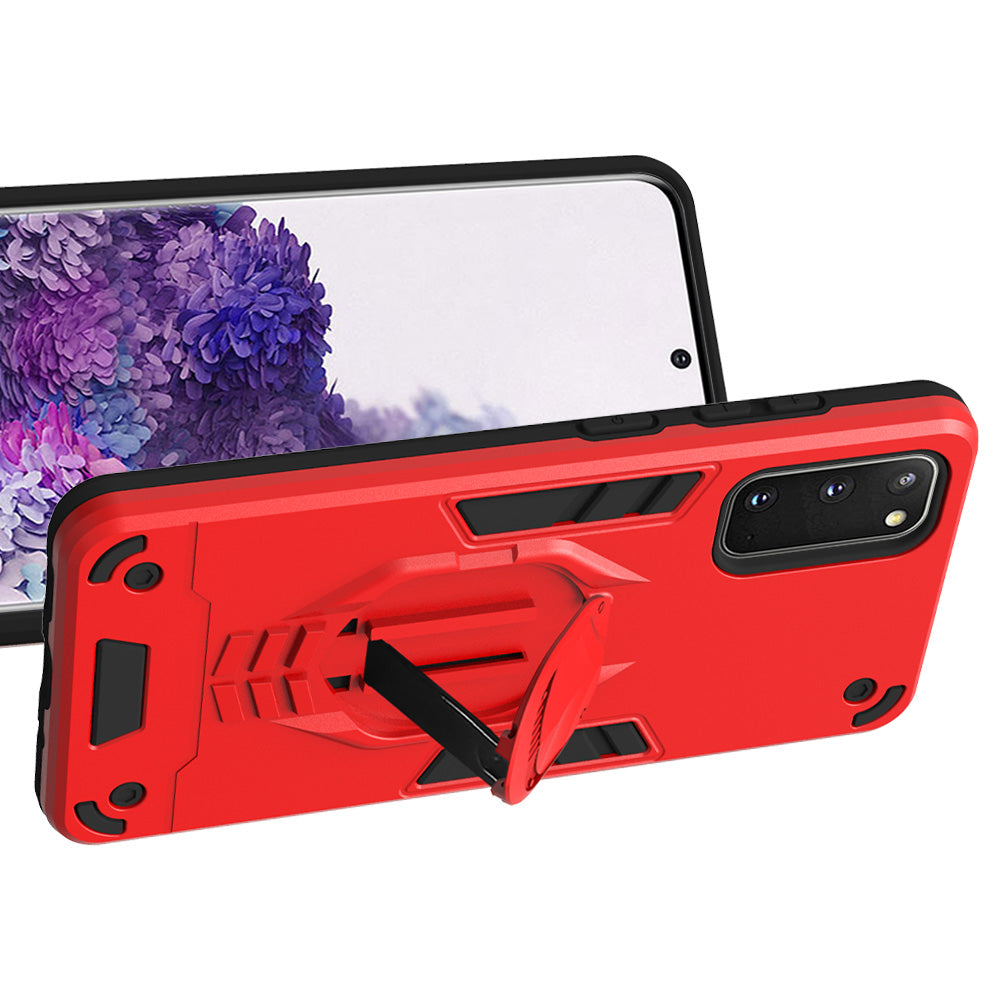 Armor Guard Detachable 2-in-1 Kickstand TPU+PC Hybrid Phone Cover for Samsung Galaxy S20 4G/S20 5G - Red