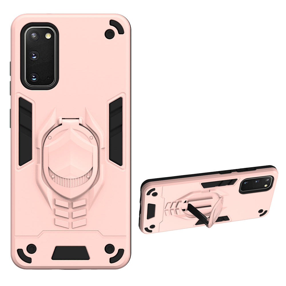 Armor Guard Detachable 2-in-1 Kickstand TPU+PC Hybrid Phone Cover for Samsung Galaxy S20 4G/S20 5G - Rose Gold