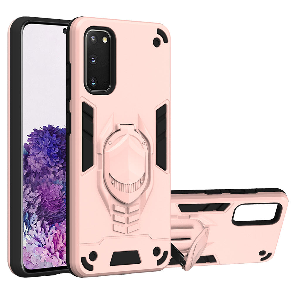 Armor Guard Detachable 2-in-1 Kickstand TPU+PC Hybrid Phone Cover for Samsung Galaxy S20 4G/S20 5G - Rose Gold