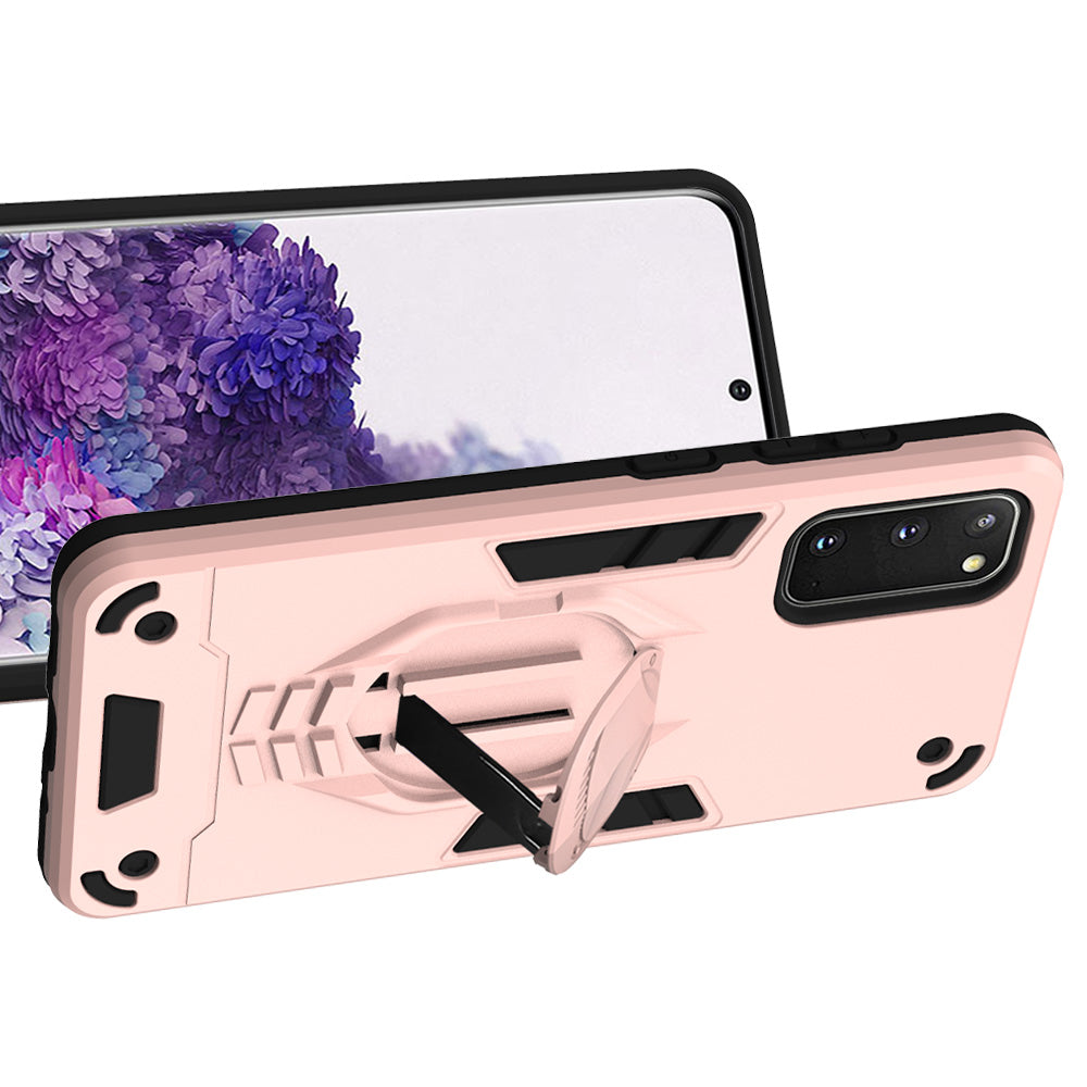 Armor Guard Detachable 2-in-1 Kickstand TPU+PC Hybrid Phone Cover for Samsung Galaxy S20 4G/S20 5G - Rose Gold