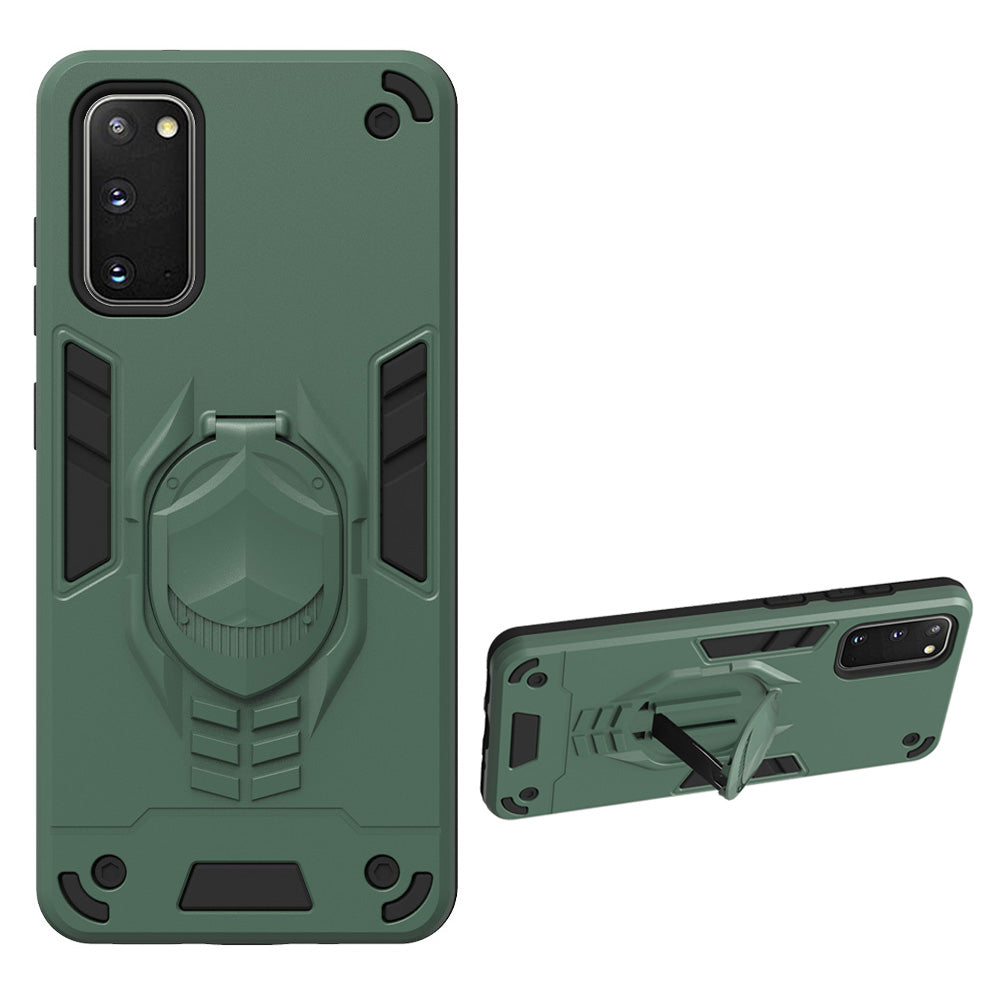 Armor Guard Detachable 2-in-1 Kickstand TPU+PC Hybrid Phone Cover for Samsung Galaxy S20 4G/S20 5G - Green