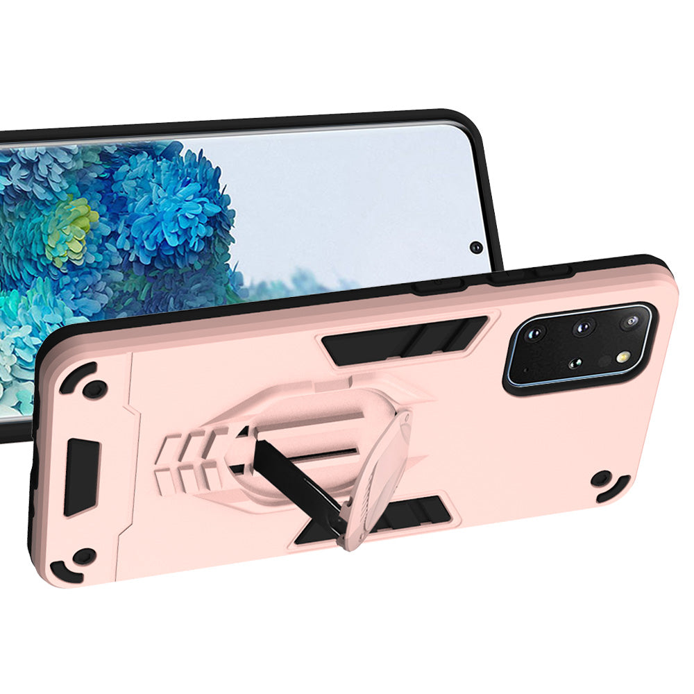 Armor Guard Detachable 2-in-1 Kickstand TPU+PC Hybrid Phone Cover for Samsung Galaxy S20 Plus / S20 Plus 5G - Rose Gold