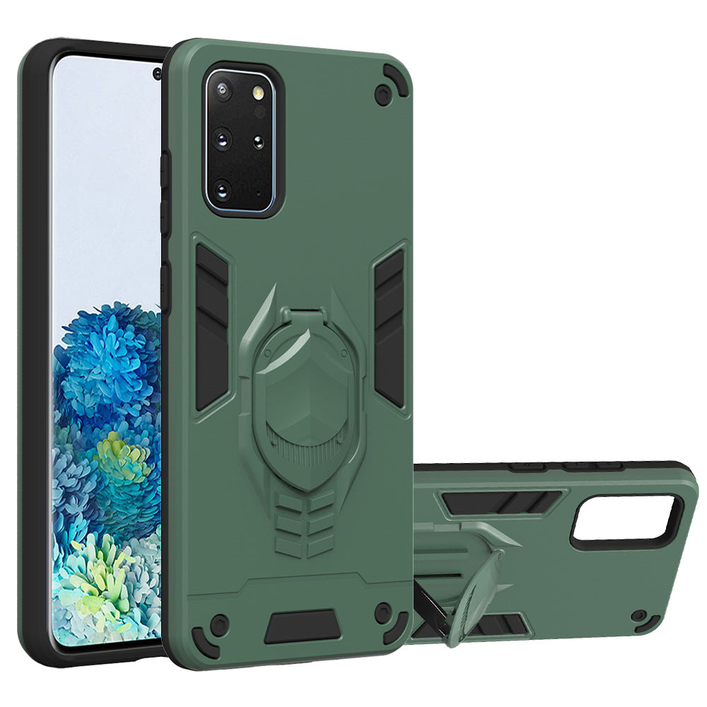 Armor Guard Detachable 2-in-1 Kickstand TPU+PC Hybrid Phone Cover for Samsung Galaxy S20 Plus / S20 Plus 5G - Green