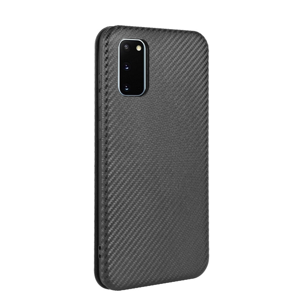 Carbon Fiber Auto-absorbed PU Leather Shell for Samsung Galaxy S20 FE 4G/5G/S20 Lite/S20 FE 2022 - Black