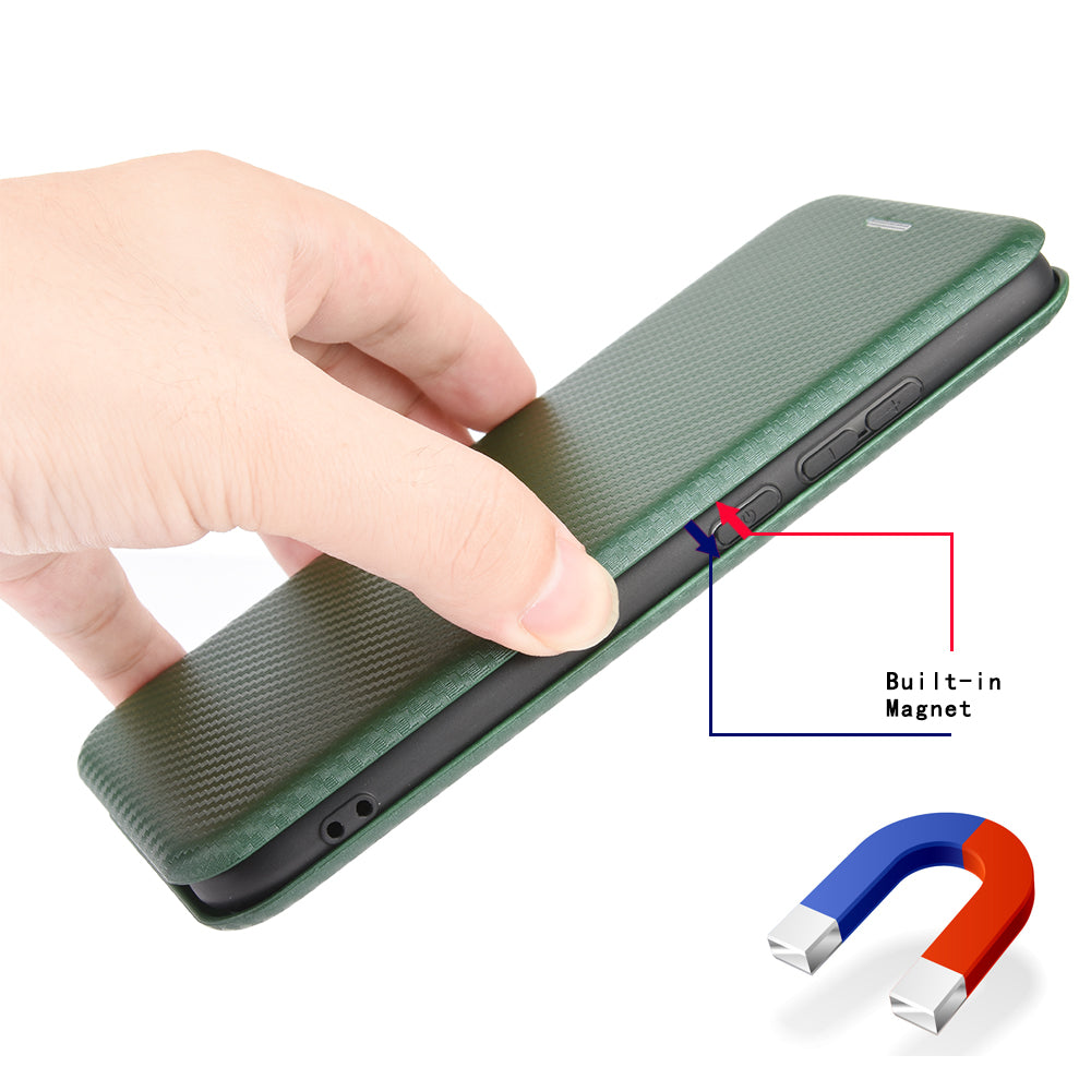 Carbon Fiber Auto-absorbed PU Leather Shell for Samsung Galaxy S20 FE 4G/5G/S20 Lite/S20 FE 2022 - Green