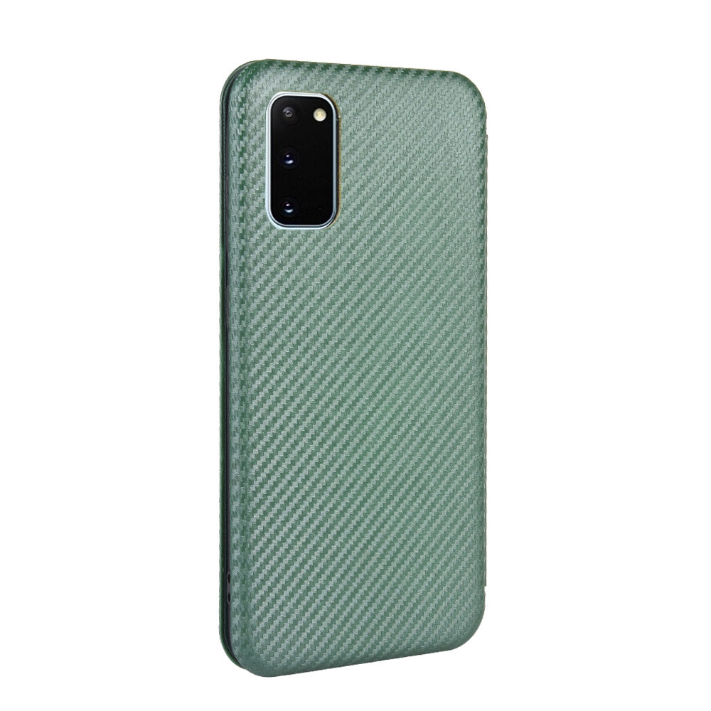 Carbon Fiber Auto-absorbed PU Leather Shell for Samsung Galaxy S20 FE 4G/5G/S20 Lite/S20 FE 2022 - Green