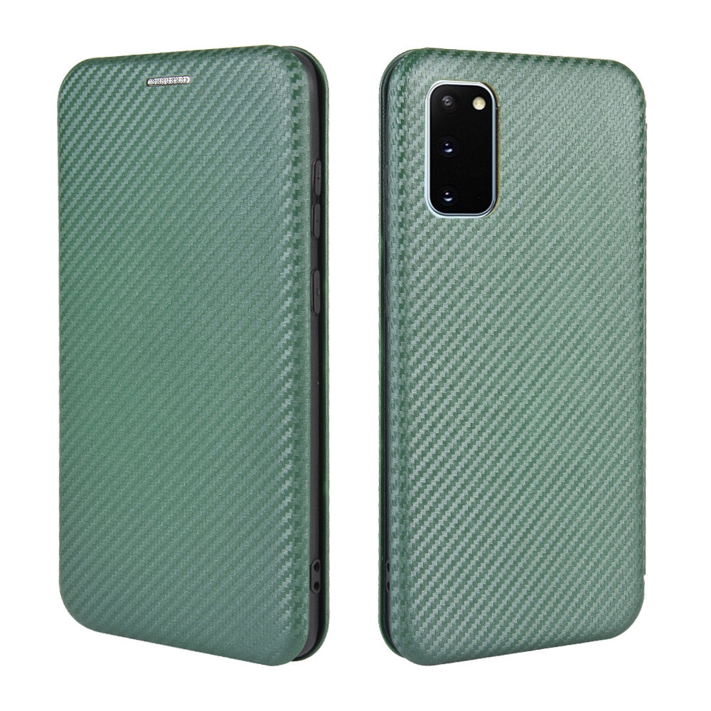 Carbon Fiber Auto-absorbed PU Leather Shell for Samsung Galaxy S20 FE 4G/5G/S20 Lite/S20 FE 2022 - Green