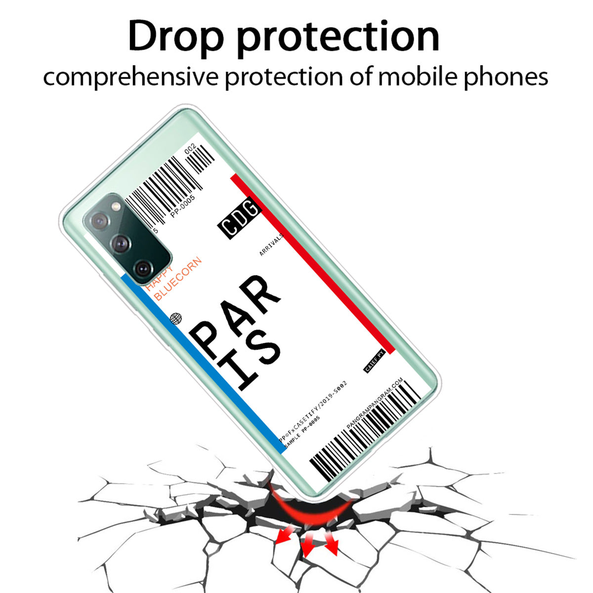 Boarding Pass City Bar Code Texture TPU Protective Cover for Samsung Galaxy S20 FE/S20 Fan Edition/S20 FE 5G/S20 Fan Edition 5G/S20 Lite - PARIS