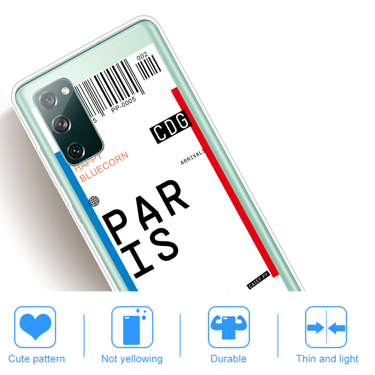 Boarding Pass City Bar Code Texture TPU Protective Cover for Samsung Galaxy S20 FE/S20 Fan Edition/S20 FE 5G/S20 Fan Edition 5G/S20 Lite - PARIS