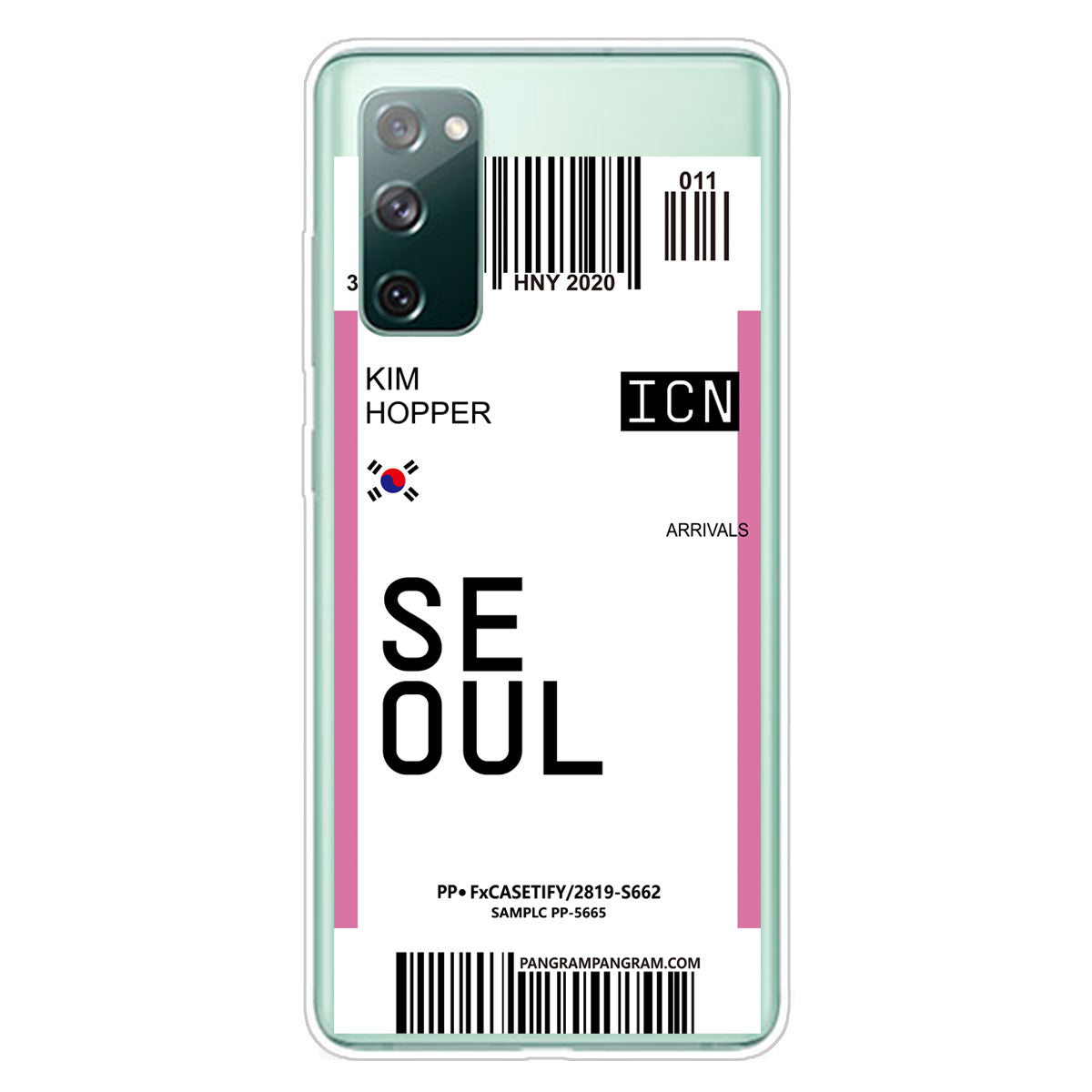 Boarding Pass City Bar Code Texture TPU Protective Cover for Samsung Galaxy S20 FE/S20 Fan Edition/S20 FE 5G/S20 Fan Edition 5G/S20 Lite - SEOUL/KIM HOPPER