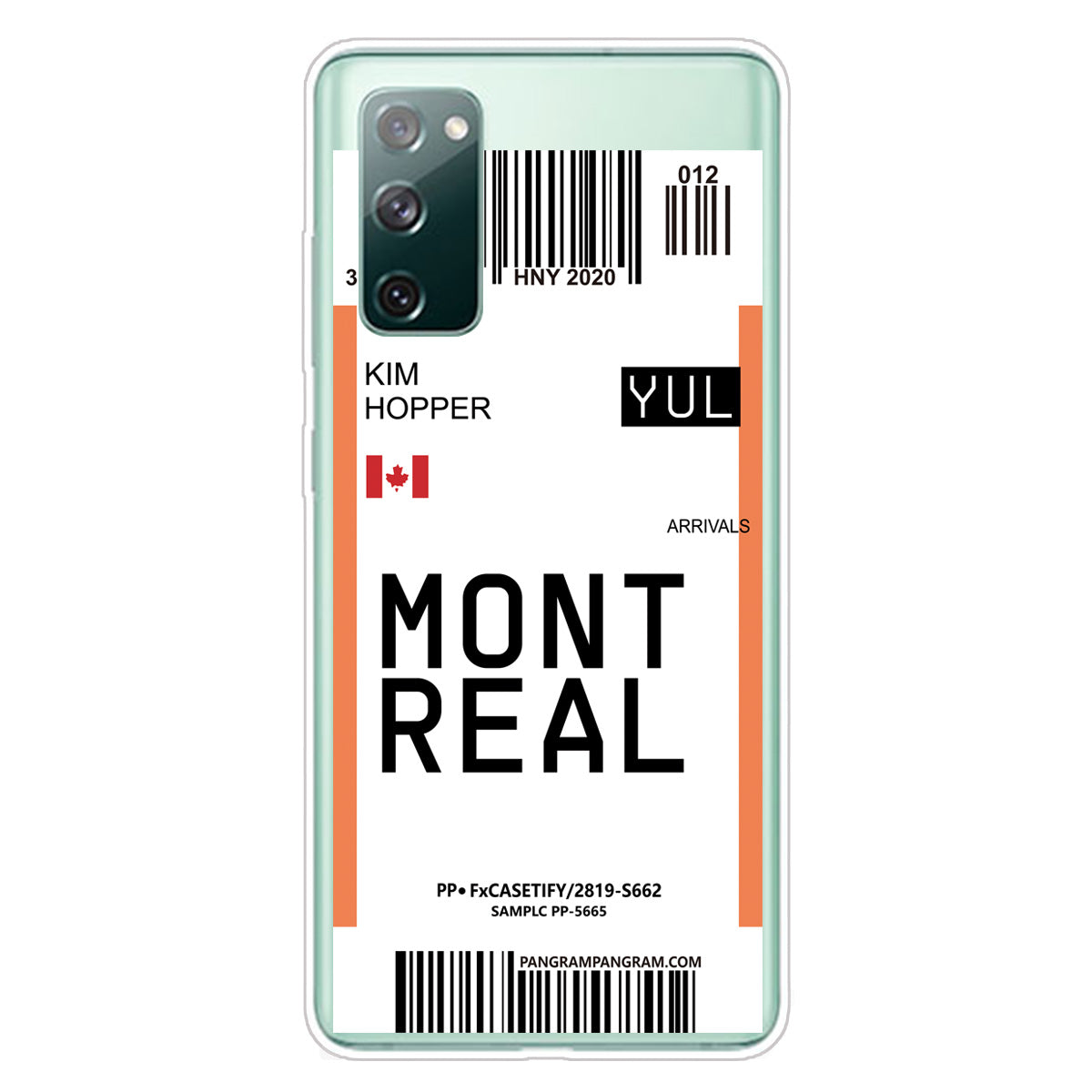 Boarding Pass City Bar Code Texture TPU Protective Cover for Samsung Galaxy S20 FE/S20 Fan Edition/S20 FE 5G/S20 Fan Edition 5G/S20 Lite - MONTREAL