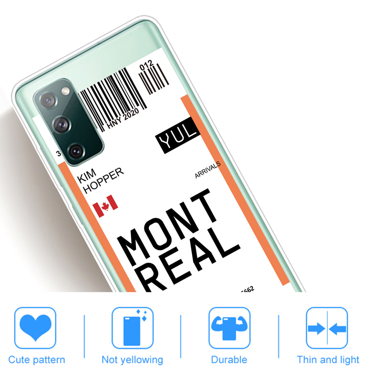 Boarding Pass City Bar Code Texture TPU Protective Cover for Samsung Galaxy S20 FE/S20 Fan Edition/S20 FE 5G/S20 Fan Edition 5G/S20 Lite - MONTREAL