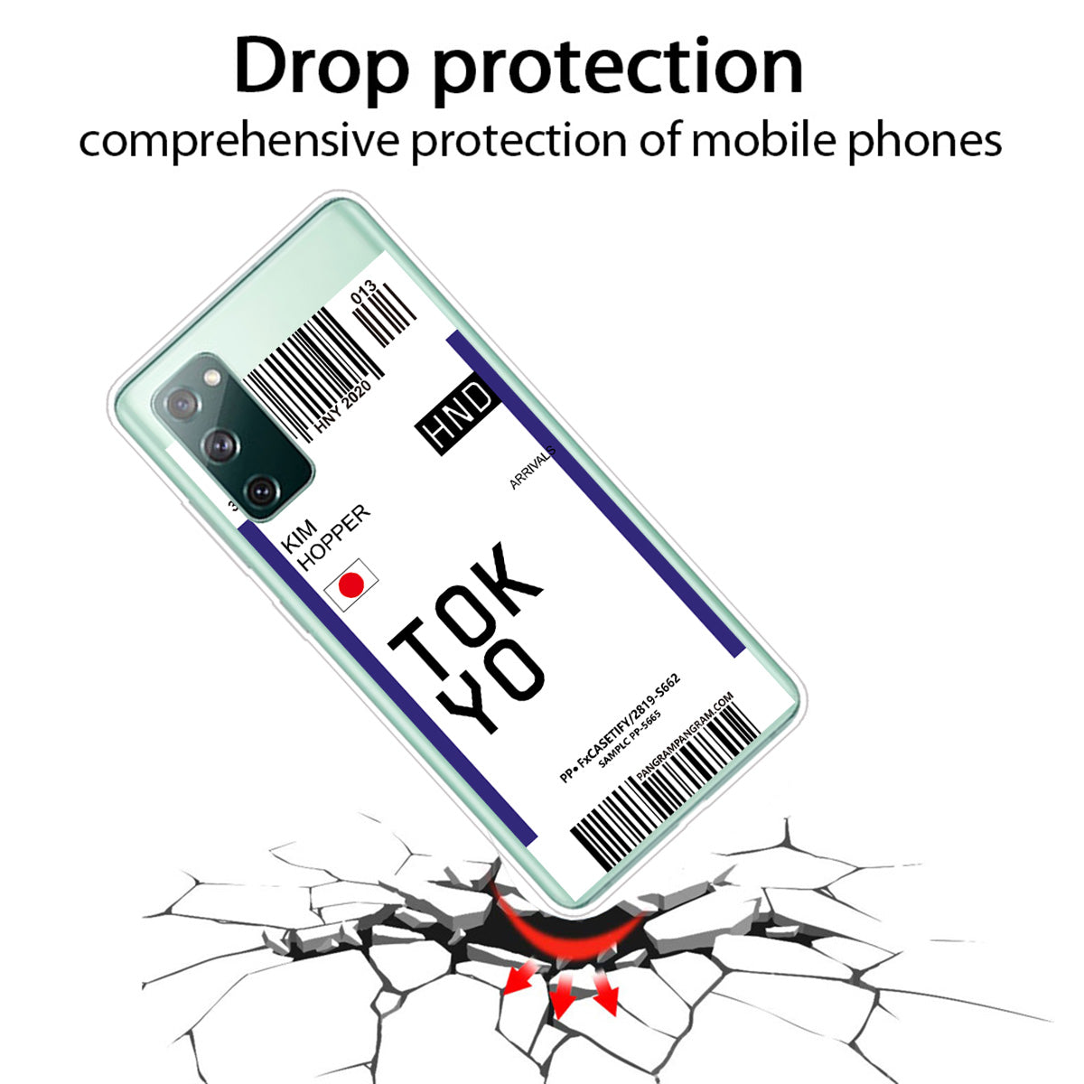 Boarding Pass City Bar Code Texture TPU Protective Cover for Samsung Galaxy S20 FE/S20 Fan Edition/S20 FE 5G/S20 Fan Edition 5G/S20 Lite - TOKYO/KIM HOPPER