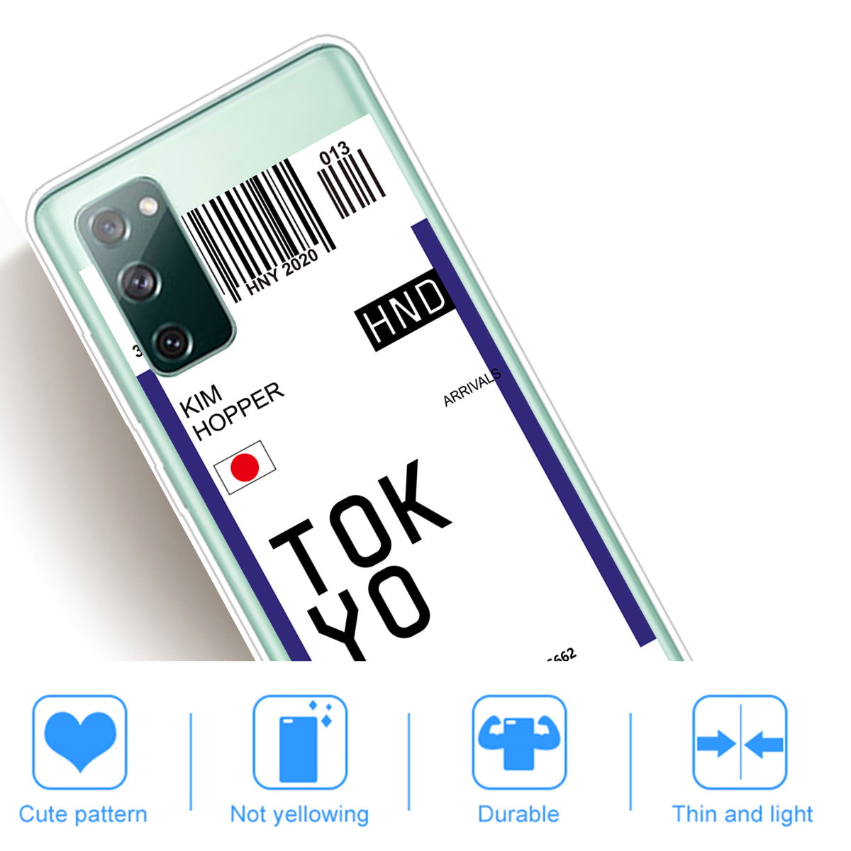 Boarding Pass City Bar Code Texture TPU Protective Cover for Samsung Galaxy S20 FE/S20 Fan Edition/S20 FE 5G/S20 Fan Edition 5G/S20 Lite - TOKYO/KIM HOPPER